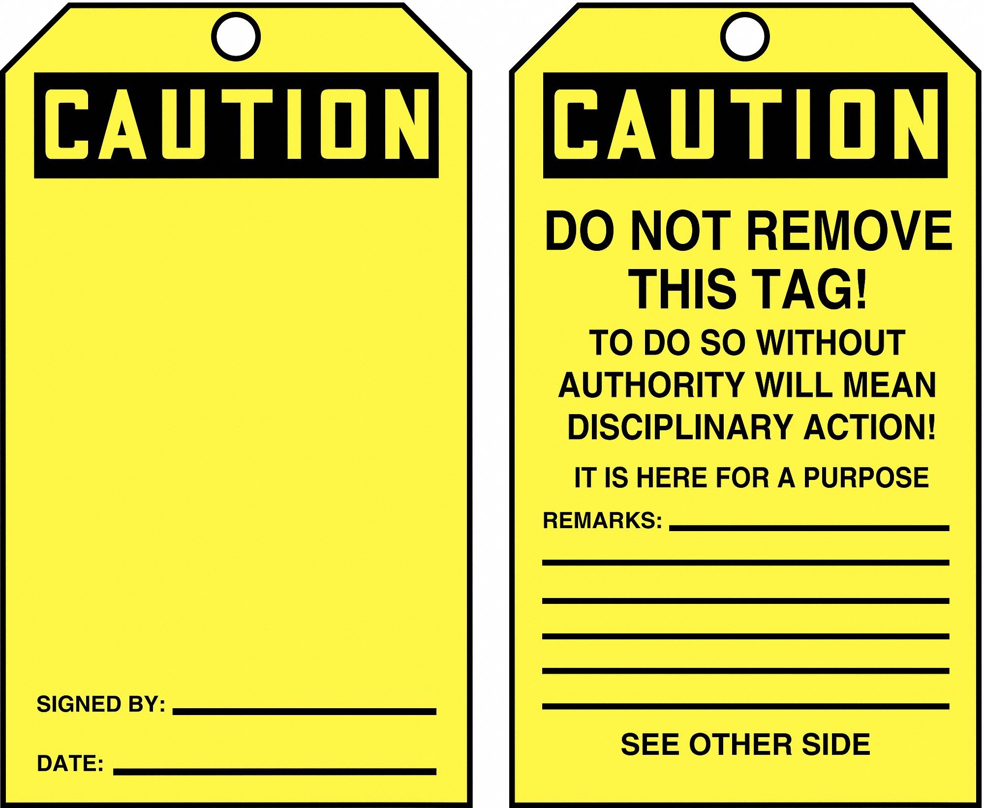 Accuform 10 mil PF Cardstock Blank Caution Tags on Roll - 6.25
