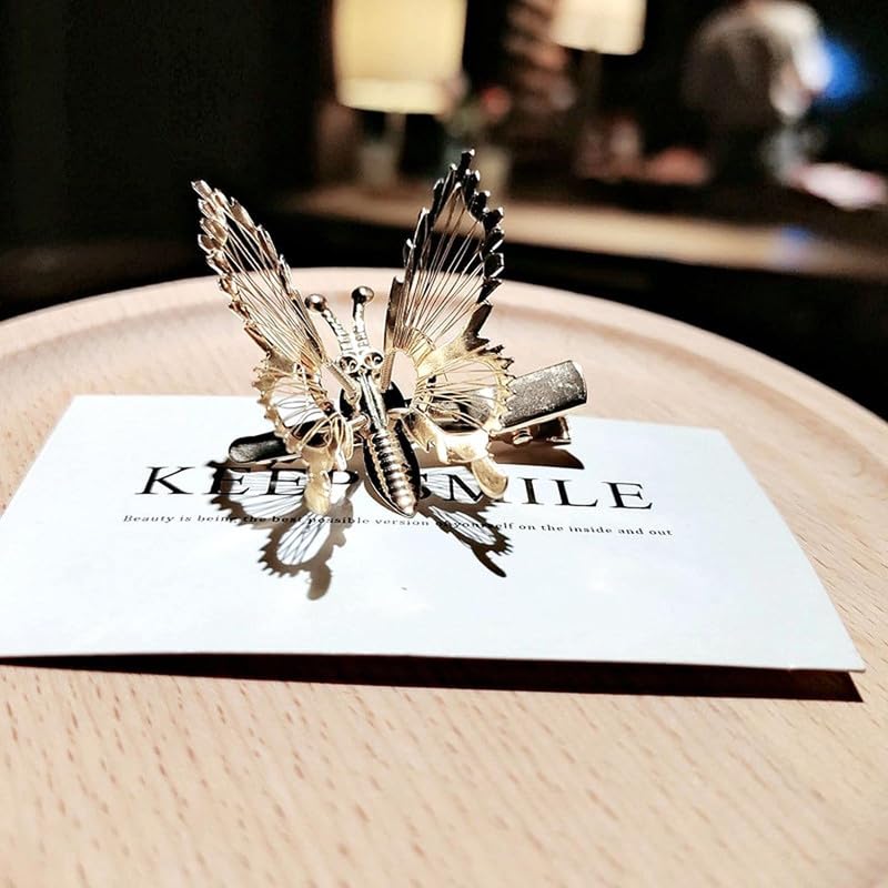 Staila 6 PCS 3D Butterfly Hair Clips - Gold & Silver Metal Moving Hair Barrettes for Women & Girls | Cute Hair Accessories for Parties, Weddings & Daily Styling