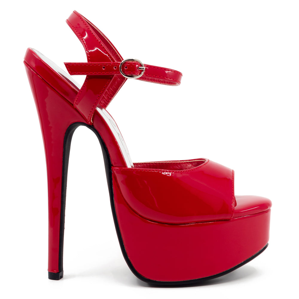 Ellie Shoes Juliet 6.5 Inch Stiletto Heels Patent Leather Platform Sandals for Women - Red | Perfect for Evening Parties, Date Nights & Special Occasions