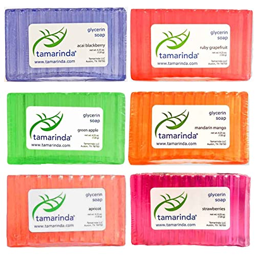 Tamarind Glycerin Soap Bar Set - 6 Pack Natural Fruit Scented Soap Collection for Moisturizing & Gentle Skin Care - Perfect for Daily Bath, Shower & Gift Giving