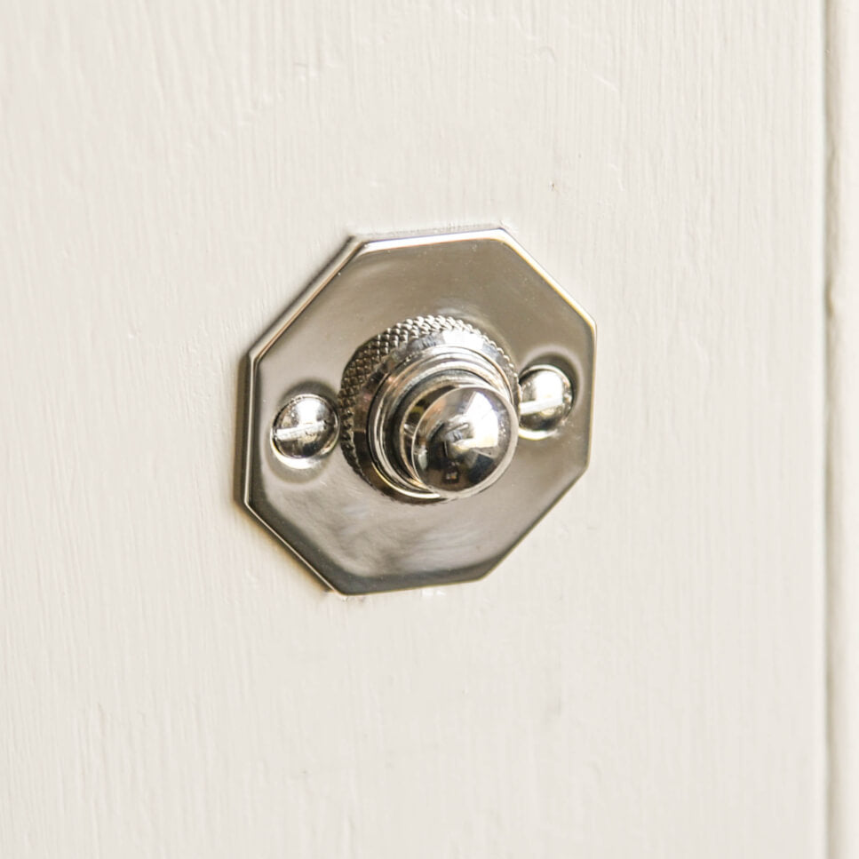 Polished Nickel Octagonal Bell Push - Vintage Style Doorbell Button for Home & Office - Perfect for Classic and Modern Interiors