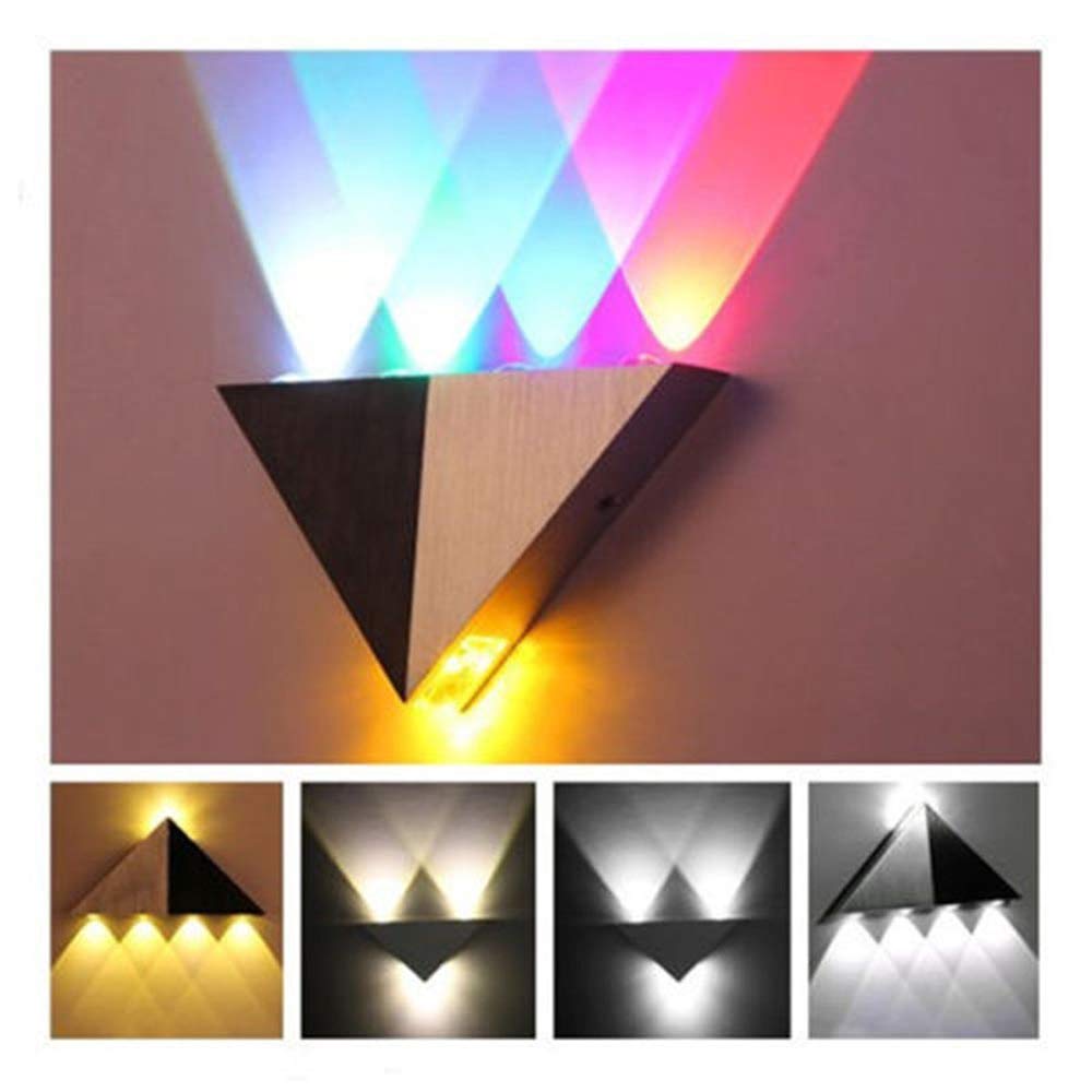 5W LED Wall Sconce Light - ALLOMN 5-LED Triangle Shape Up/Down Wall Lamp, Dimmable Spot Light Fixture for Decorative Lighting, Bedroom, Theater, Studio, Restaurant & Hotel (Colorful) - Perfect for Ambient Lighting in Living Rooms, Hallways and Commercial Spaces