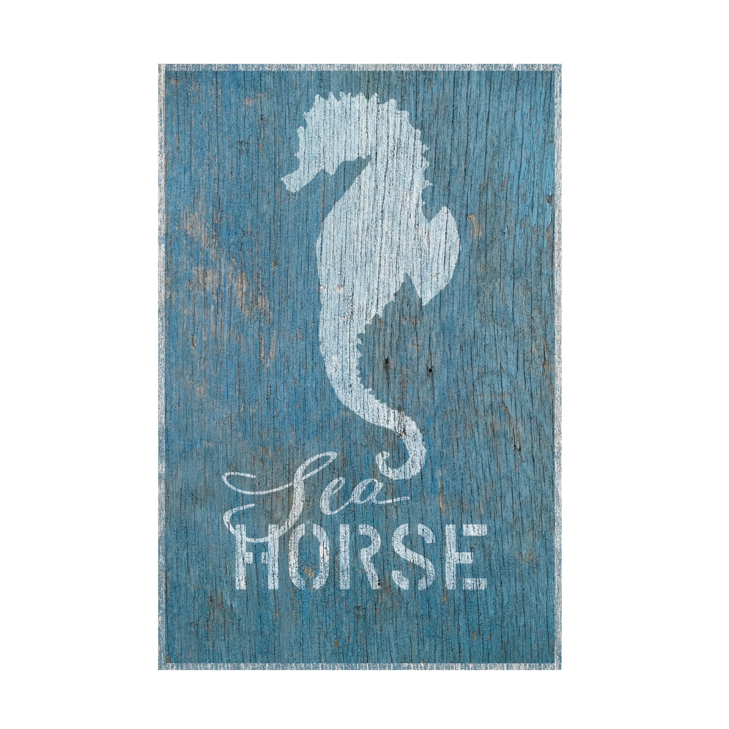 Trademark Fine Art 'Seahorse on Blue Wood 2' Canvas Wall Art by Cora Niele - Perfect for Beach House Decor, Coastal Living Room, or Ocean-Themed Bedroom