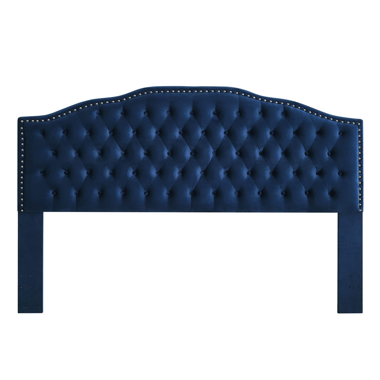 24KF Upholstered Button Tufted King Headboard with Nailhead Trim - Soft Velvet Fabric Headboard for King/CA King Size Beds - Navy Blue Luxury Bedroom Decor for Master Bedroom & Guest Room