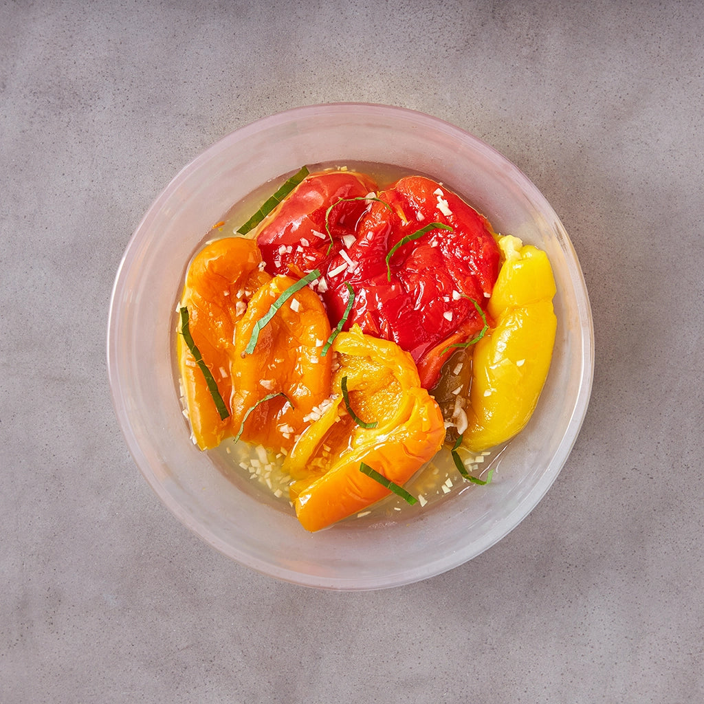 Garlic and Basil Marinated Peppers - Premium Italian Antipasto for Salads, Pasta & Charcuterie Boards - Perfect for Entertaining & Gourmet Meals