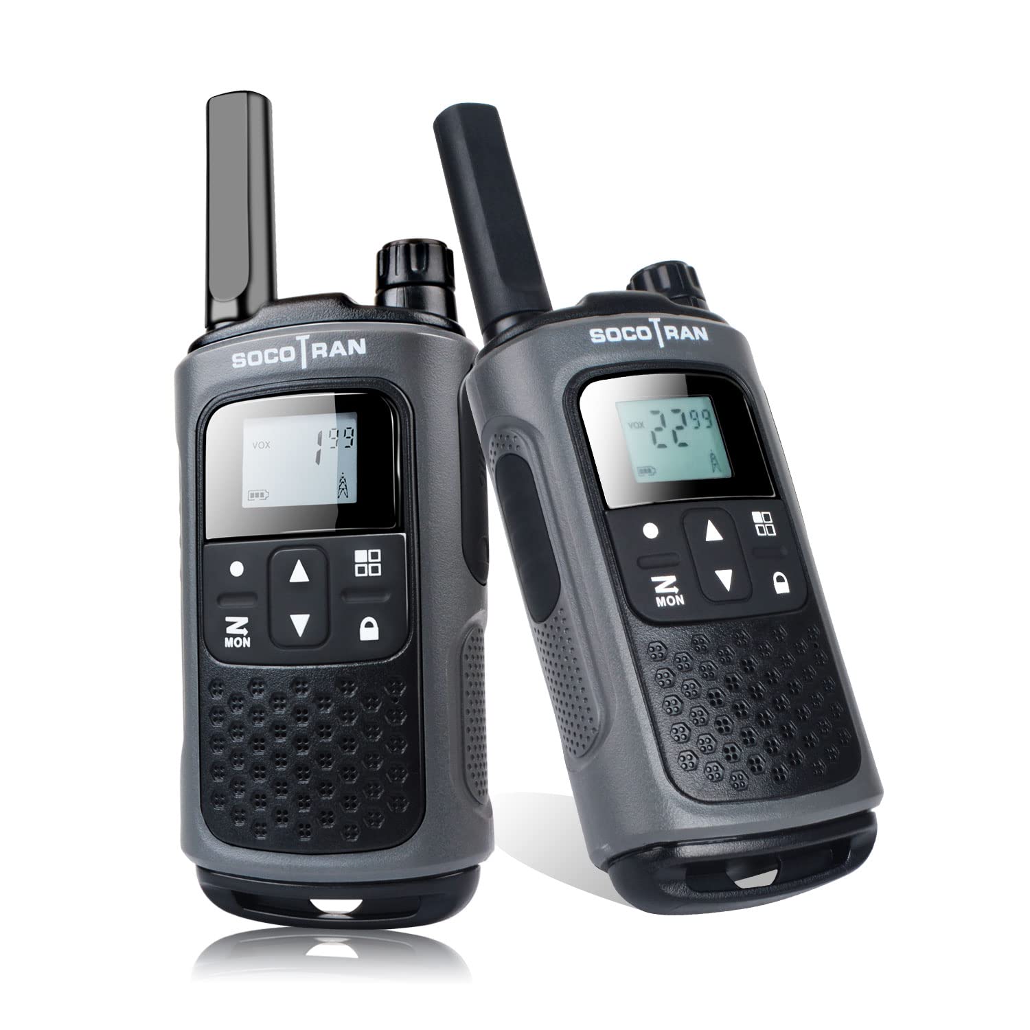 SOCOTRAN Rechargeable Walkie Talkies for Adults - Long Range 5 Miles 2 Way Radios with Charging Dock - Easy to Use Walkie Talkies for Family Outdoor Activities, Camping, Hiking & Emergency Communication (2 Pack, Black)