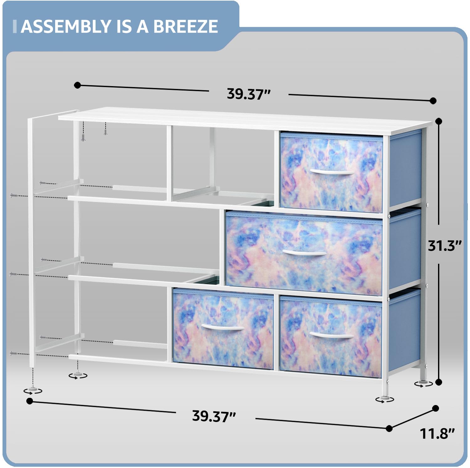 Sorbus 8-Drawer Kids Dresser with Steel Frame & Wood Top - Fabric Bin Storage Organizer for Clothes, Toys & Nursery Essentials - Perfect for Bedroom, Hallway, Kids Room & Closet Organization