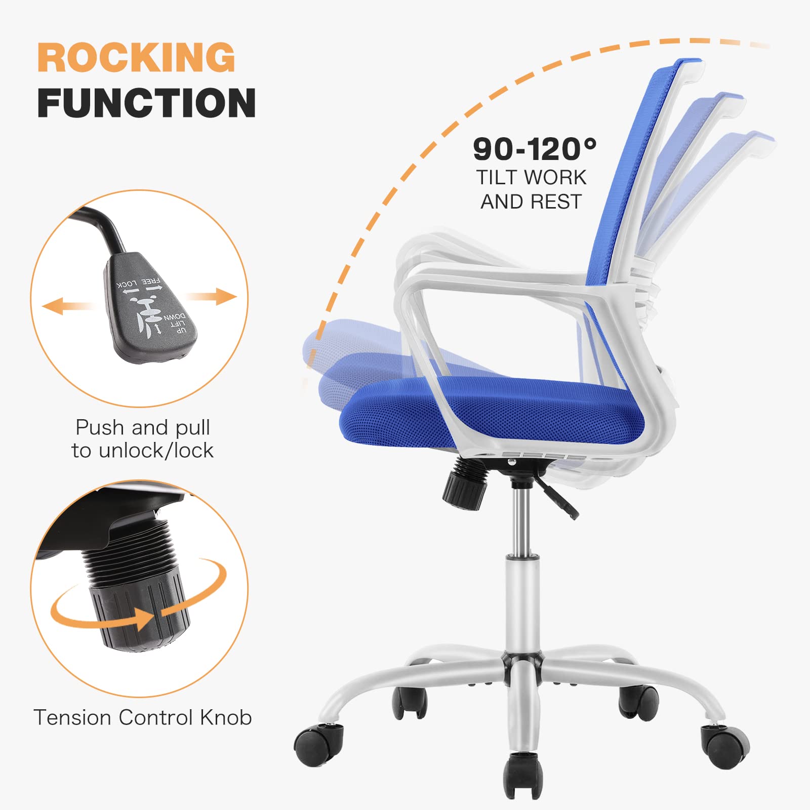 Ergonomic Office Chair with High Back & Lumbar Support - Adjustable Mesh Computer Chair with 4D Headrest & Armrests - Swivel Task Chair for Home Office, Gaming & Workspace Comfort