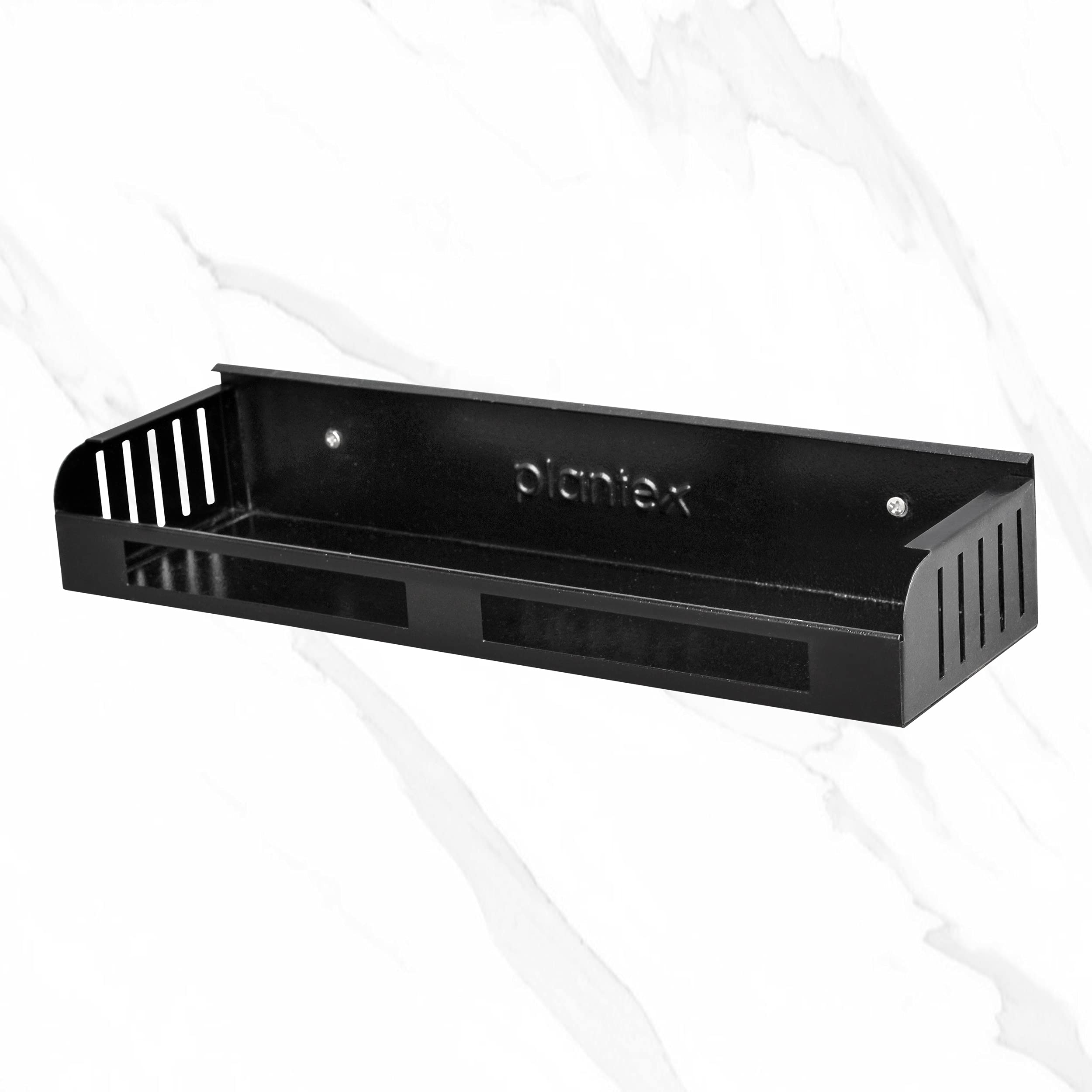 Plantex GI Metal Bathroom Shelf & Kitchen Organizer Rack - 14 x 5 Inches, Black | Space-Saving Storage Solution for Bathroom Accessories & Kitchen Utensils