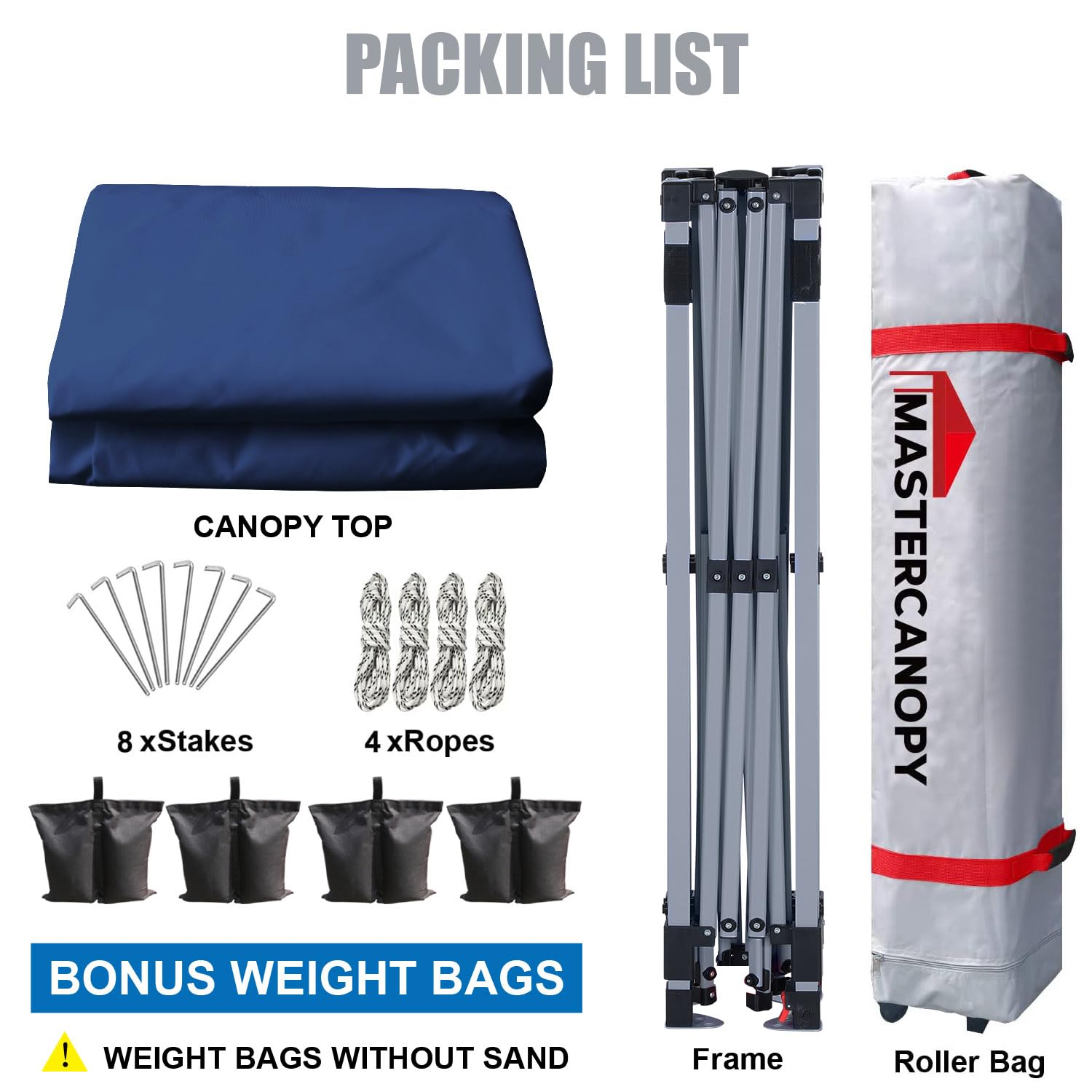MASTERCANOPY 10x10 ft Heavy Duty Pop Up Canopy Tent with Carry Bag - Waterproof Instant Shelter for Outdoor Events, Beach, Camping, Parties (Navy Blue)