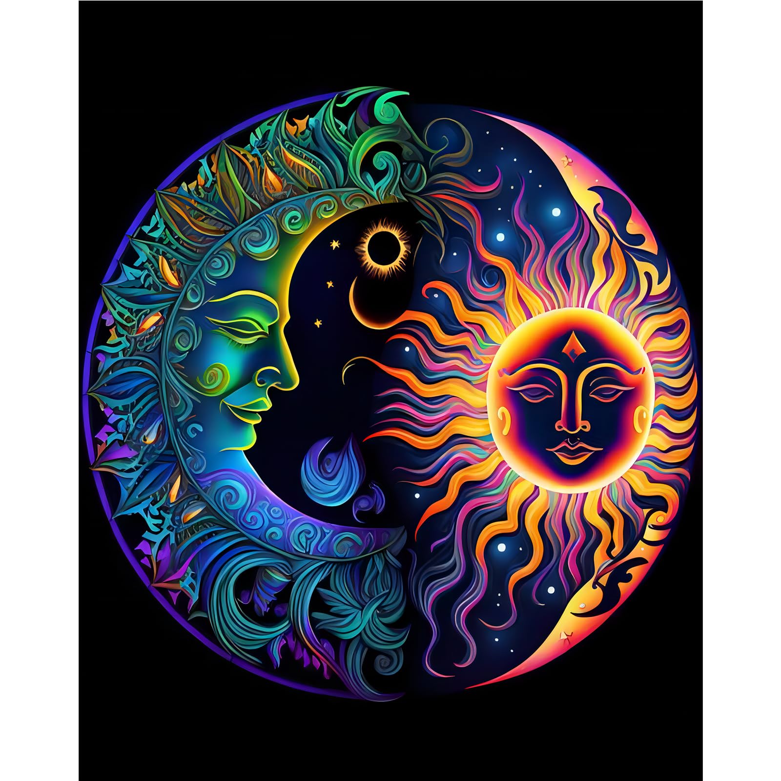 Moon and Sun Paint by Number Kit for Adults - Beginner Friendly DIY Painting Set with 16x20 Inch Canvas - Perfect for Home Wall Decor, Relaxation & Creative Gift Ideas