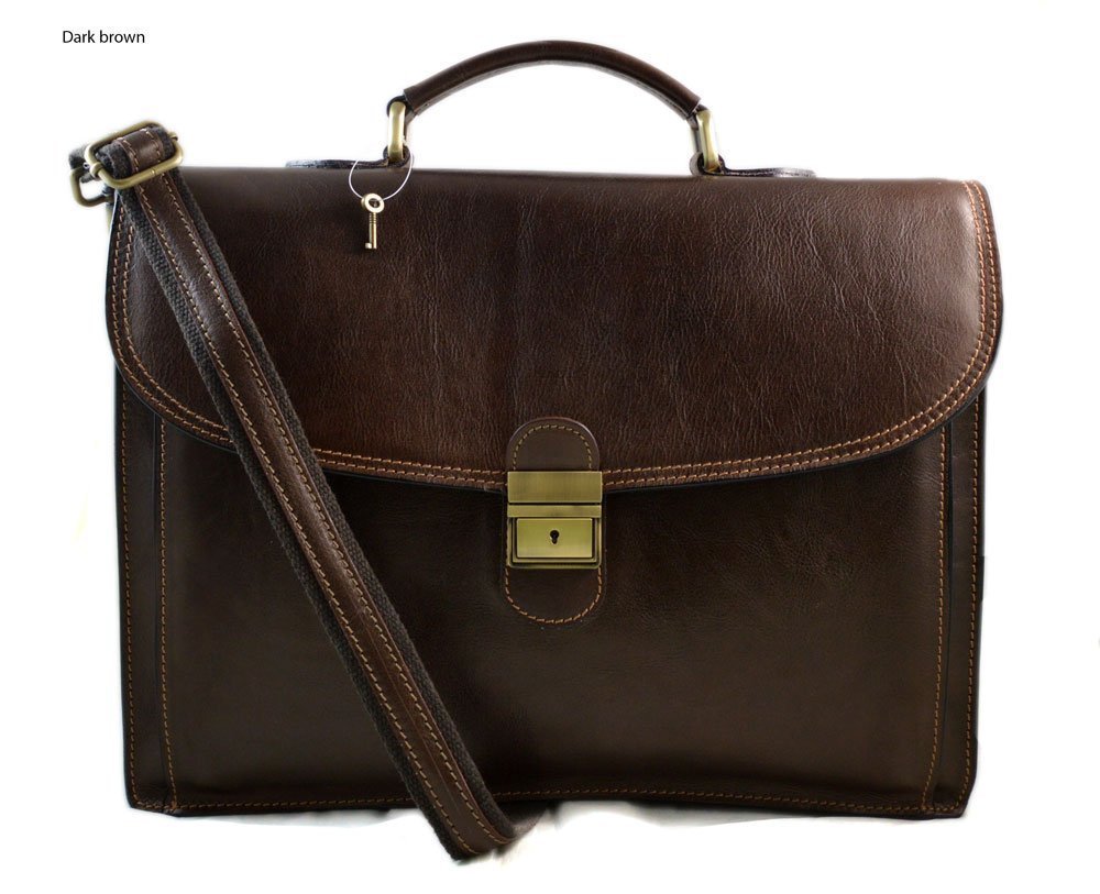 Premium Leather Briefcase for Men & Women - Business Messenger Bag for Office & Travel