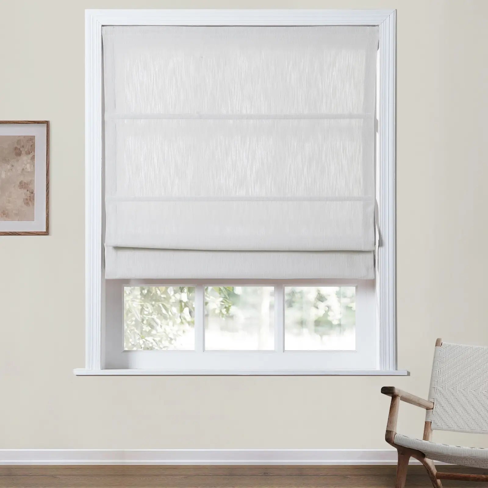 Cloe Cotton Blend Cordless Roman Shade - Blackout Window Treatment for Bedroom & Living Room - Plus Size Home Decor