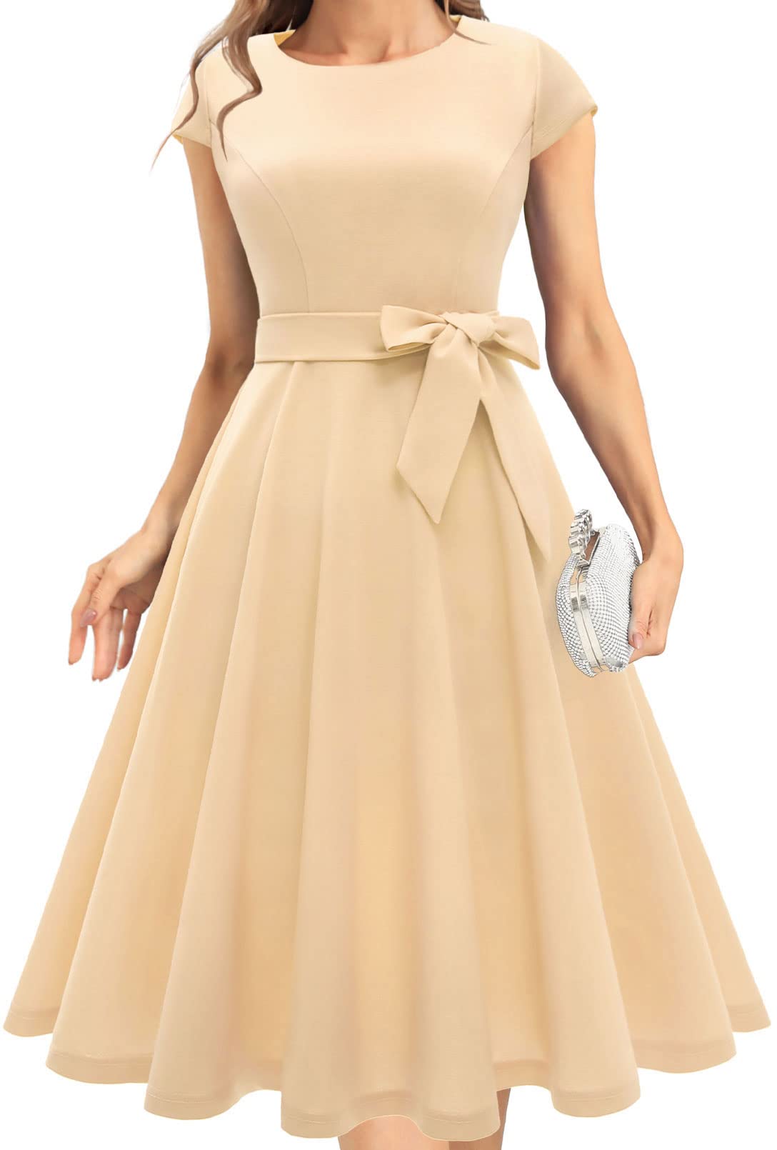 Elegant Women's Cocktail Dresses 2022 - Vintage A-Line Swing Dress with Round Neck for Wedding Guest, Fall Party & Casual Tea Party | Perfect for Bridal Showers, Date Nights & Special Occasions