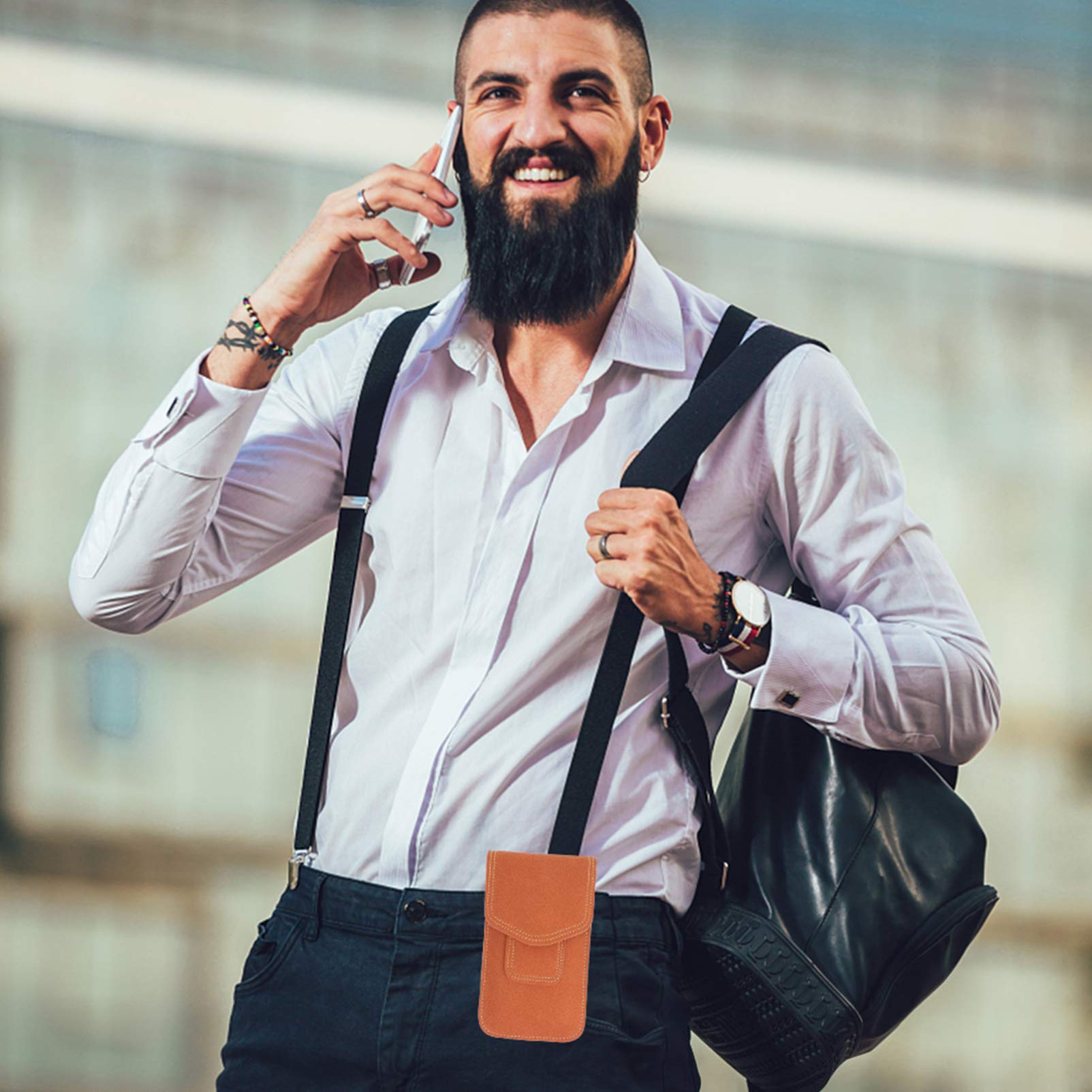 Premium Leather Waist Phone Pouch with Belt Clip - Universal Cell Phone Holder for Men - Perfect for Running, Hiking, Travel & Everyday Carry