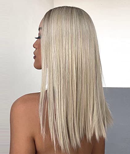 Platinum Blonde Ombre Lace Front Wig - Natural Looking Human Hair Wig for Women | Perfect for Cosplay, Parties & Daily Wear