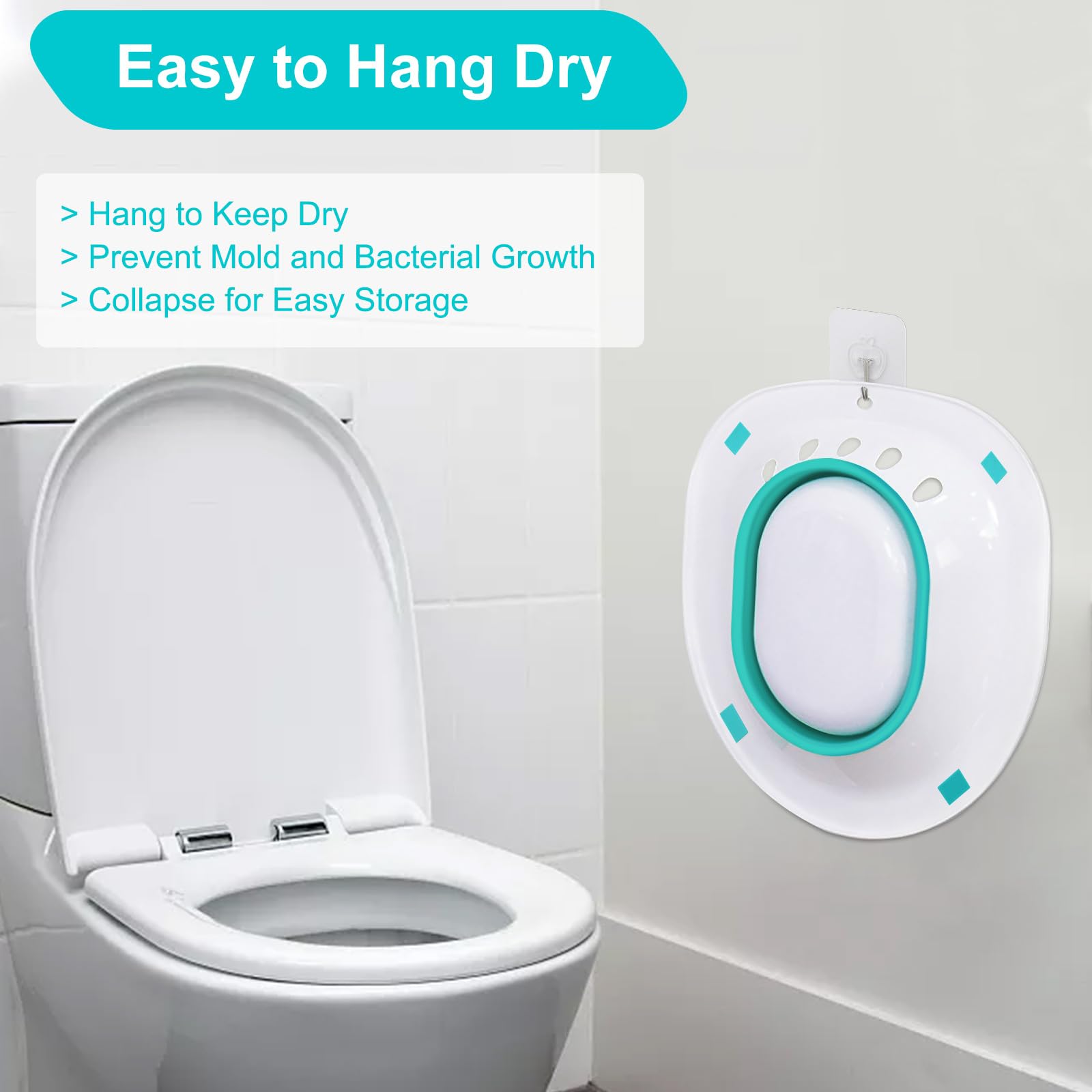 Electric Sitz Bath for Hemorrhoids & Postpartum Care - Foldable, Universal Toilet Seat Fit with Automatic Flushing - Perfect for Women's Recovery & Hygiene at Home