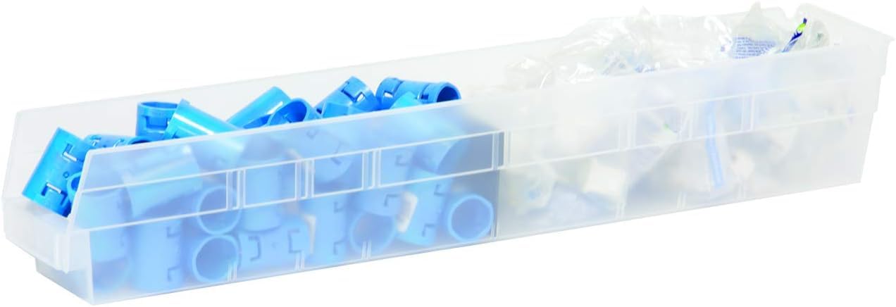 Akro-Mils 30124 Heavy Duty Plastic Shelf Bins - 12-Pack Clear Storage Bins for Garage, Closet & Drawer Organization (24