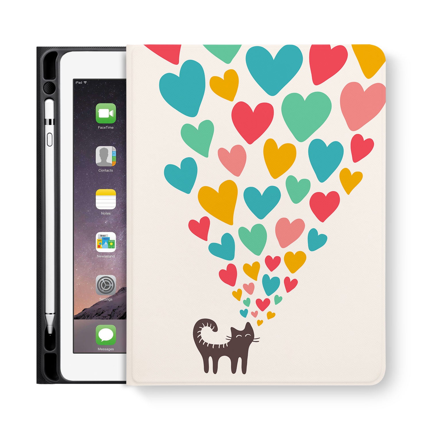 Premium iPad Folio Case with Cute Cat Design - Slim Protective Cover for iPad Pro/Air/Mini - Perfect for Work, School & Travel Accessories