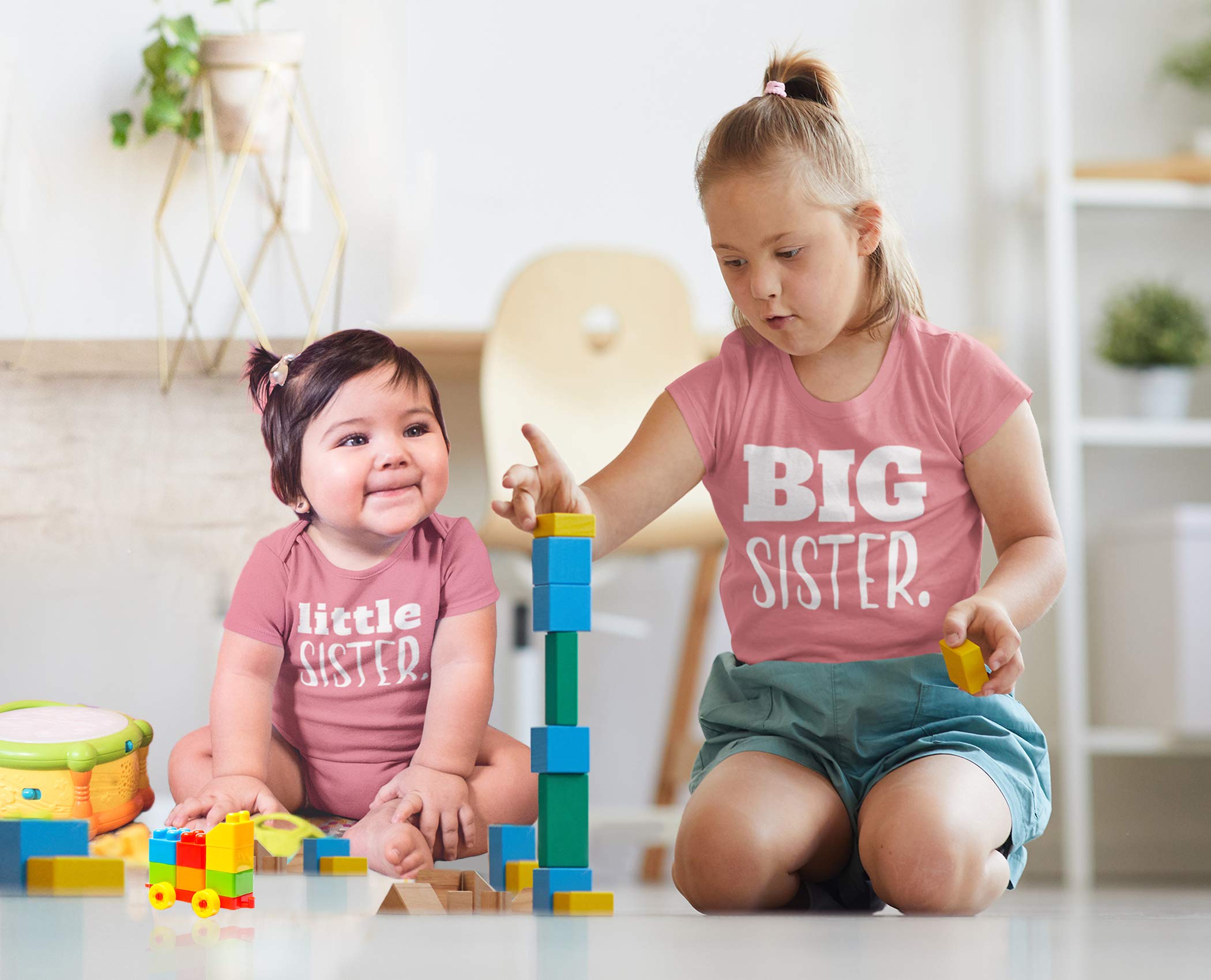 Big Sister Little Sister Matching Outfits - Cute Shirt Gift Set for Girls & Newborn Baby - Perfect for Family Photos, Sibling Bonding & Special Occasions