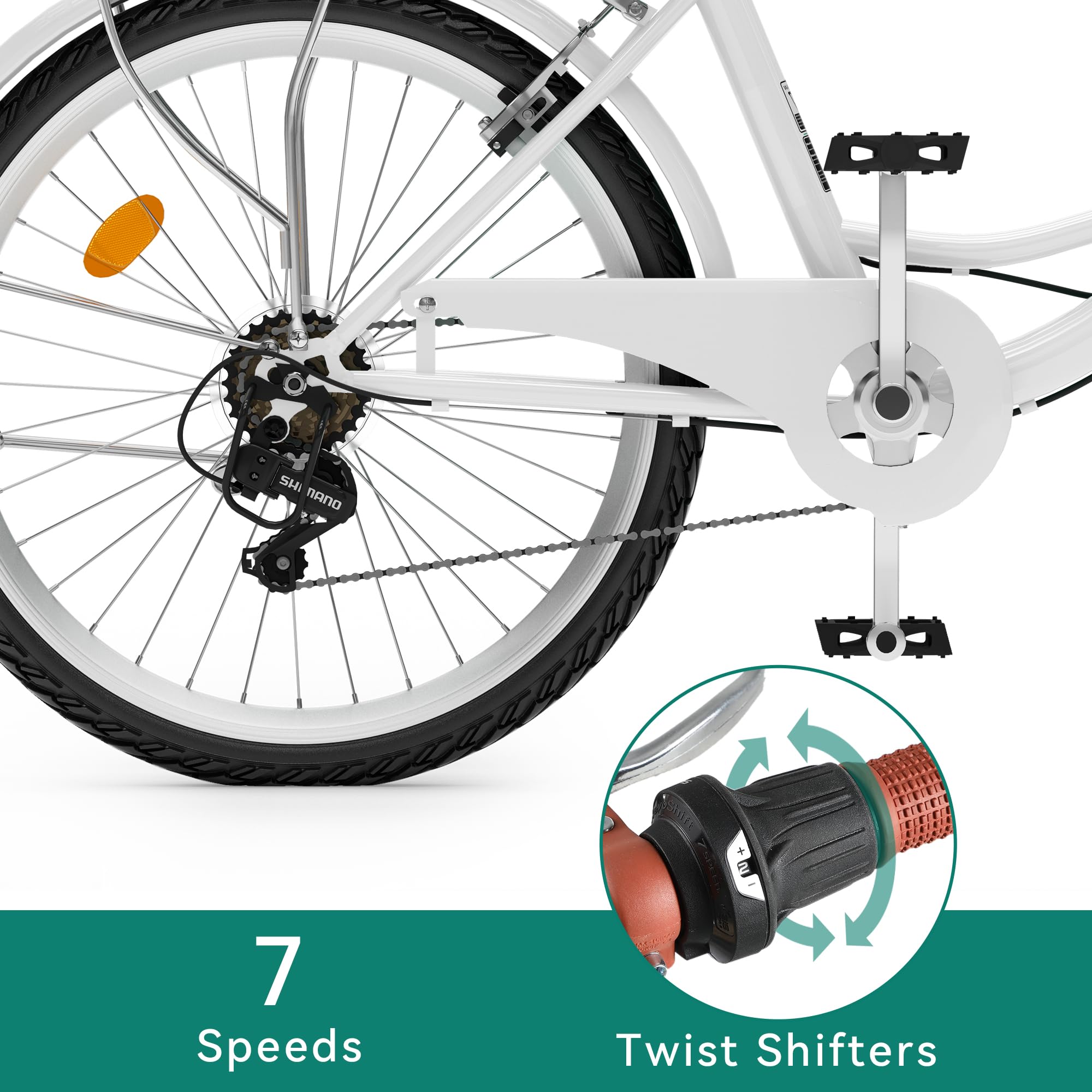 YITAHOME Women's Beach Cruiser Bike - 24 & 26 Inch Commuter Bicycle for Adults with Basket & Adjustable Seat - 1 & 7 Speed Options in Multiple Colors - Perfect for Beach Rides, City Commuting & Leisure Cycling