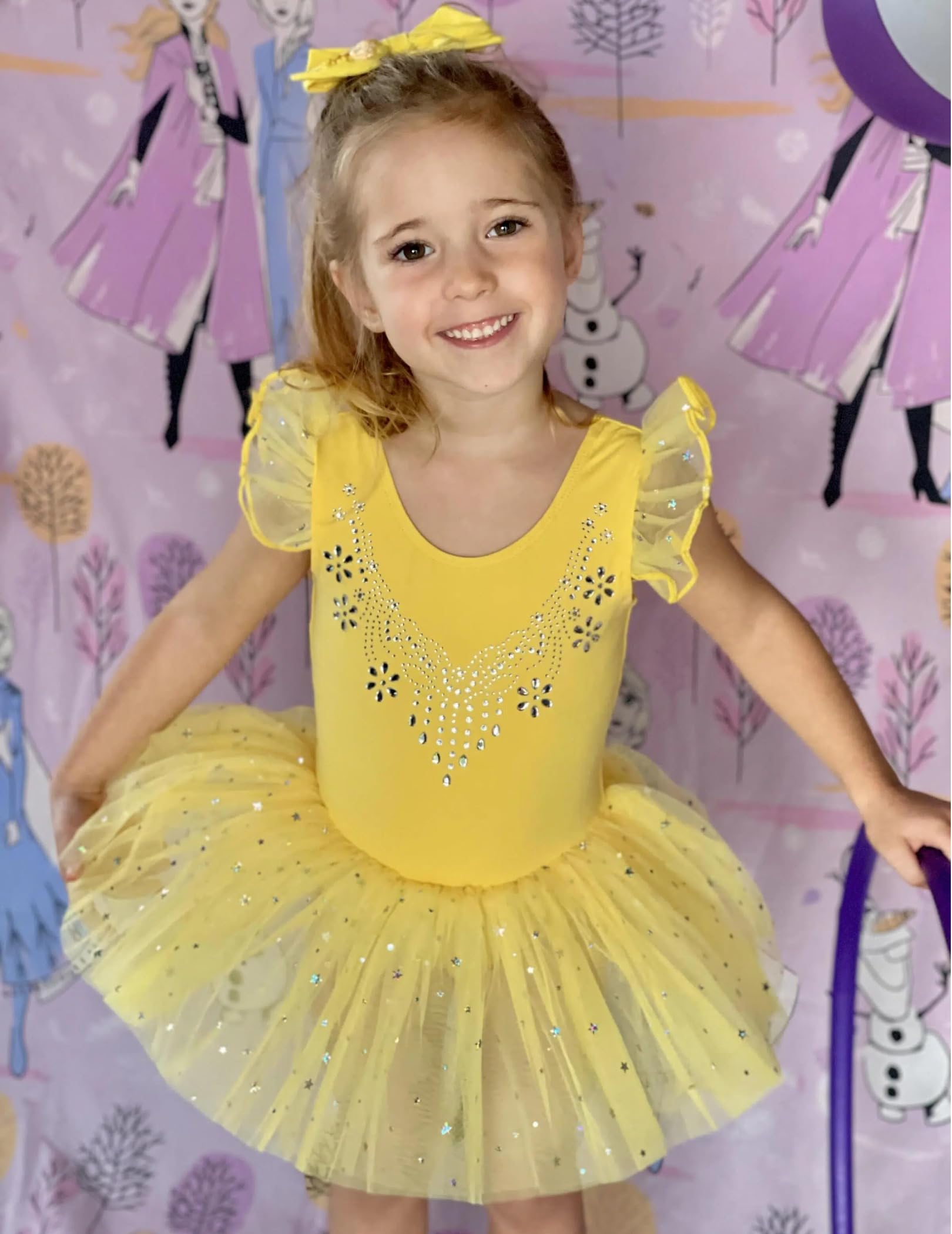 Zaclotre Girls Ballet Leotard with Ruffle Sleeves & Shiny Tutu Skirt - Dance Costume for Ballet, Recital, Competition & Performance - Perfect for Toddler Ballerinas Ages 3-8