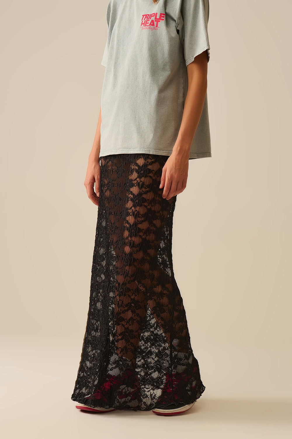 Bohemian Black Sheer Long Skirt for Women - Elegant Flowy Maxi Skirt for Beach, Festival, and Casual Wear