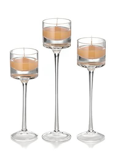 Yummi Set of 18 Floating Candles and Monet Stem Holders - Caramel Scented | Romantic Wedding, Bath, Spa & Home Decor Candles