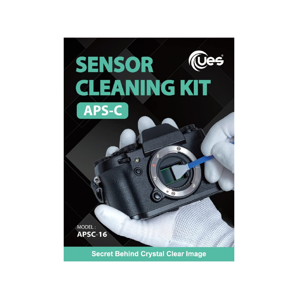 UES APSC16 Digital Camera APS-C Sensor Cleaning Kit – Compatible with Sony, Nikon, Canon DSLR & Mirrorless Cameras – 14pcs 16mm APS-C Swabs + 15ml Sensor Cleaner Solution – Perfect for CCD/CMOS Sensor Maintenance & Professional Photography Cleaning
