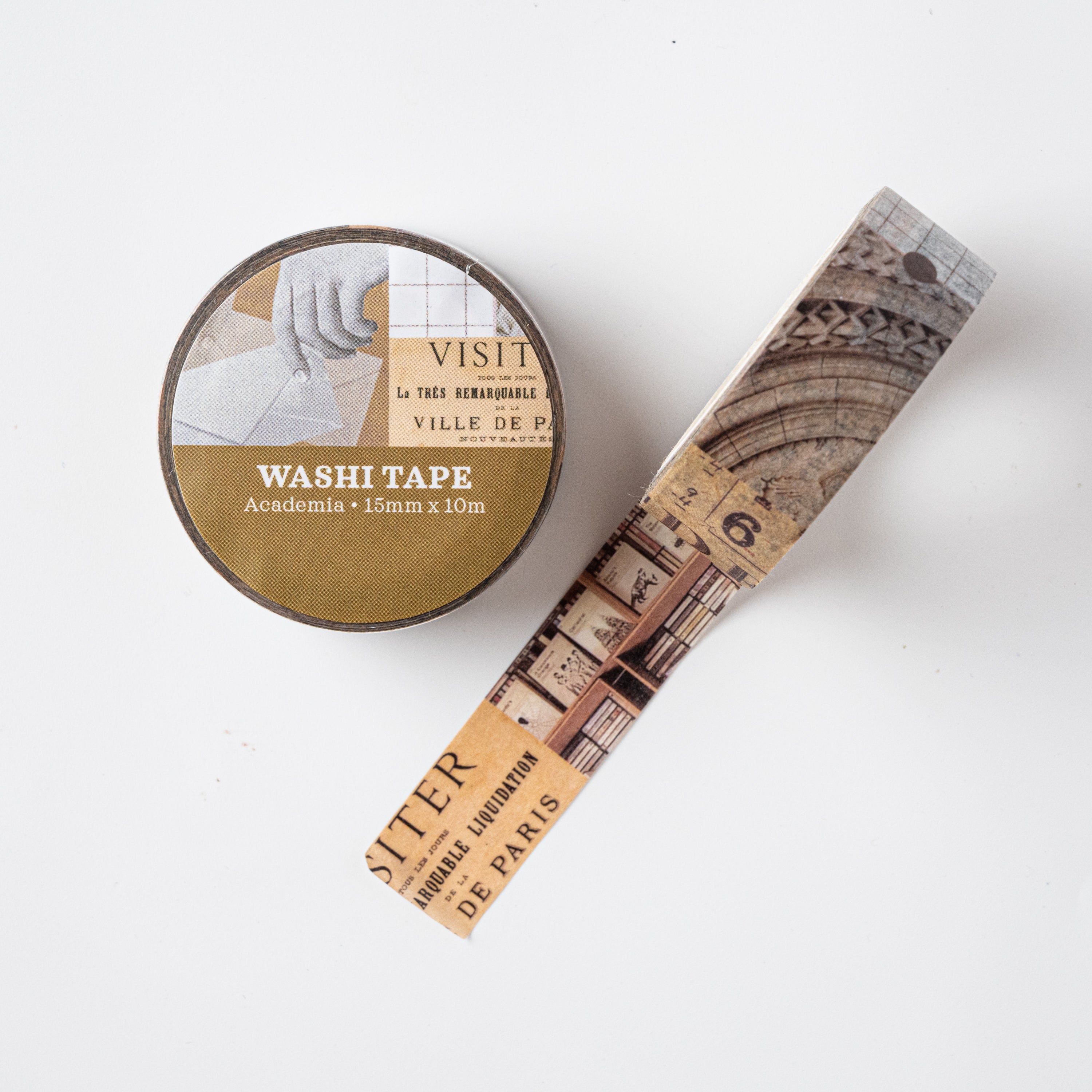 Decorative Academia Washi Tape Set - Vintage Style Paper Tapes for Scrapbooking, Journaling, and Planner Decor - Perfect for DIY Crafts, Bullet Journals, and School Projects