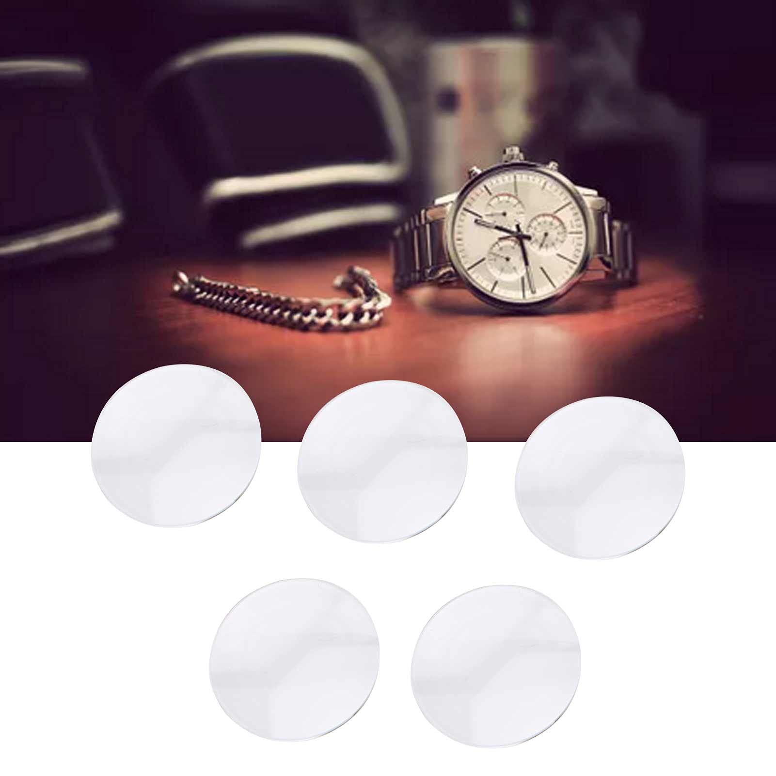5Pcs Watch Glass Replacement - Round Flat Transparent for Watch Repair & DIY Accessories