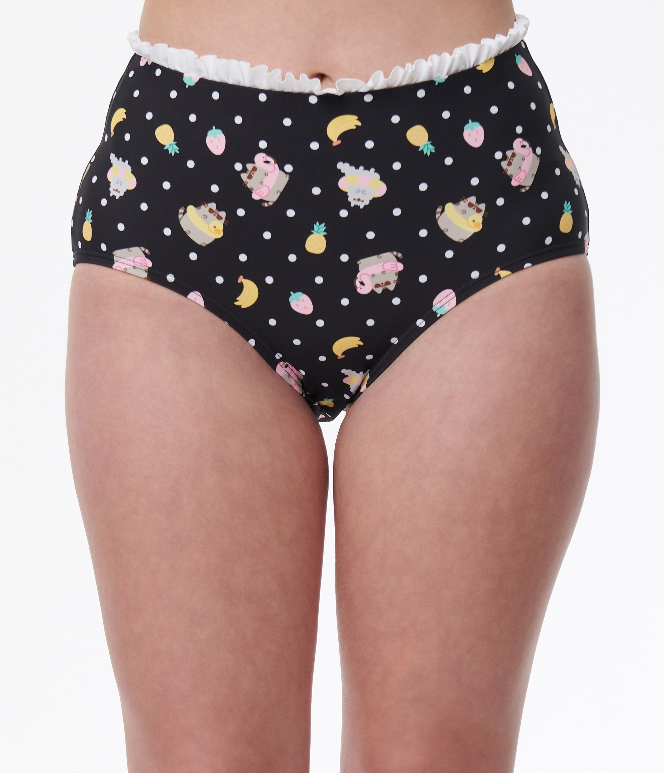 Pusheen x Unique Vintage Cape May Swim Bottoms - Cute Cat Print Swimwear for Women | Perfect for Beach, Pool & Summer Vacations