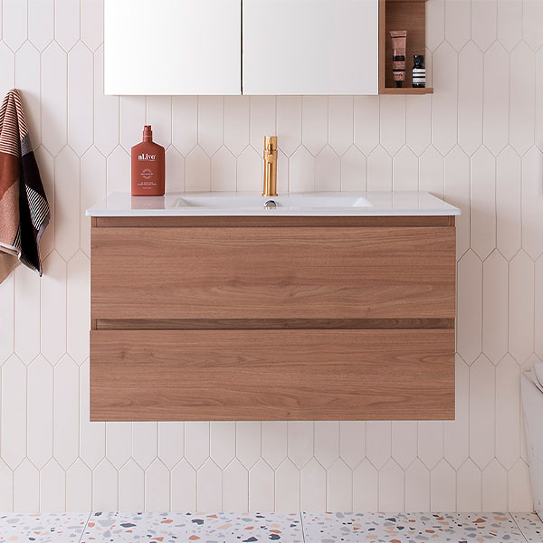 ADP Glacier Lite All Drawer Twin Vanity with Ceramic Top - Modern Bathroom Sink Cabinet for Master Bath & Guest Room - Perfect for Small Space Bathroom Remodel