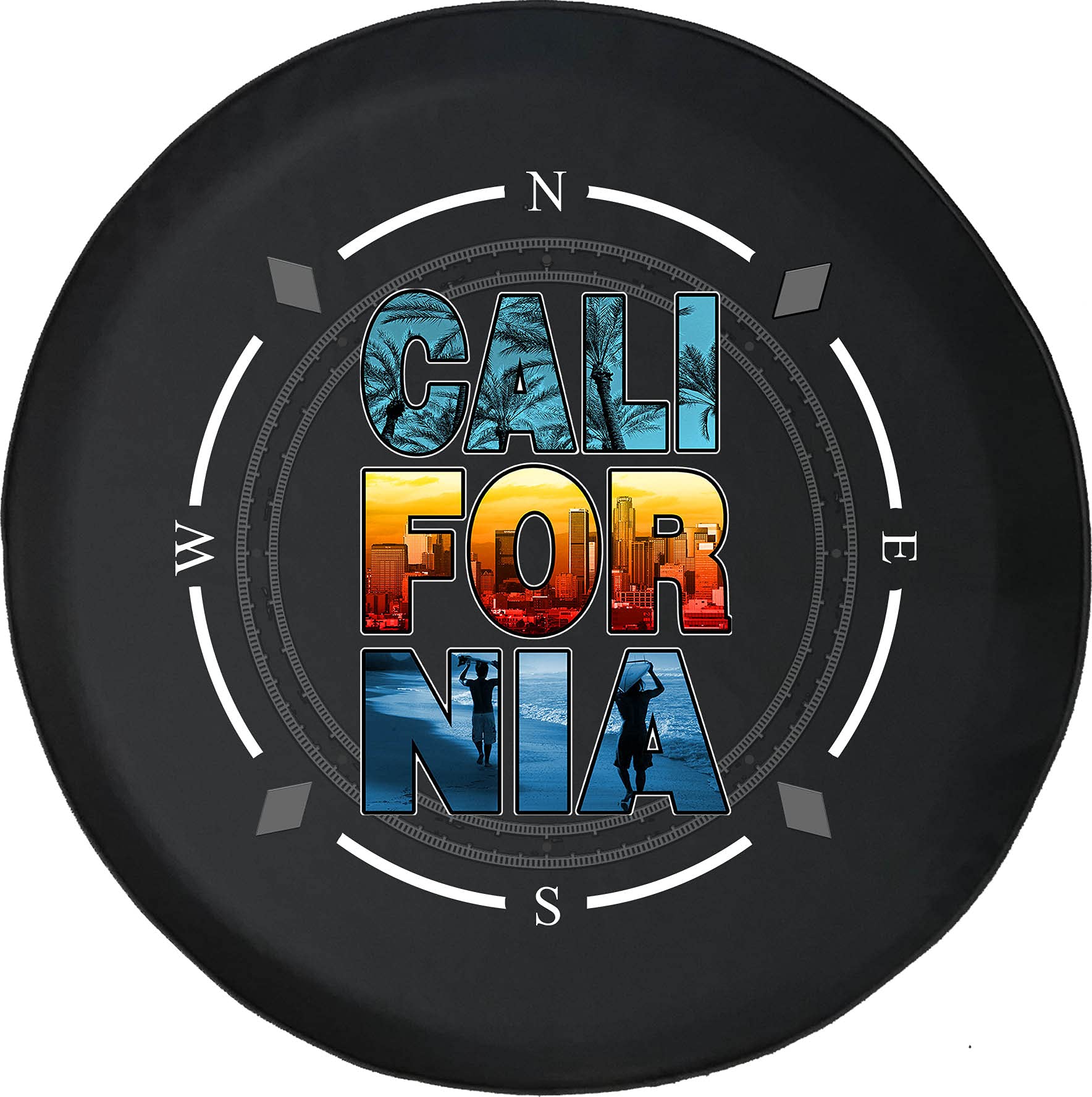American Unlimited Spare Tire Cover with Compass Design - Universal Fit for SUV, Trailer, RV & Most Vehicles | Durable Wheel Protection for Off-Road Adventures & Camping Trips