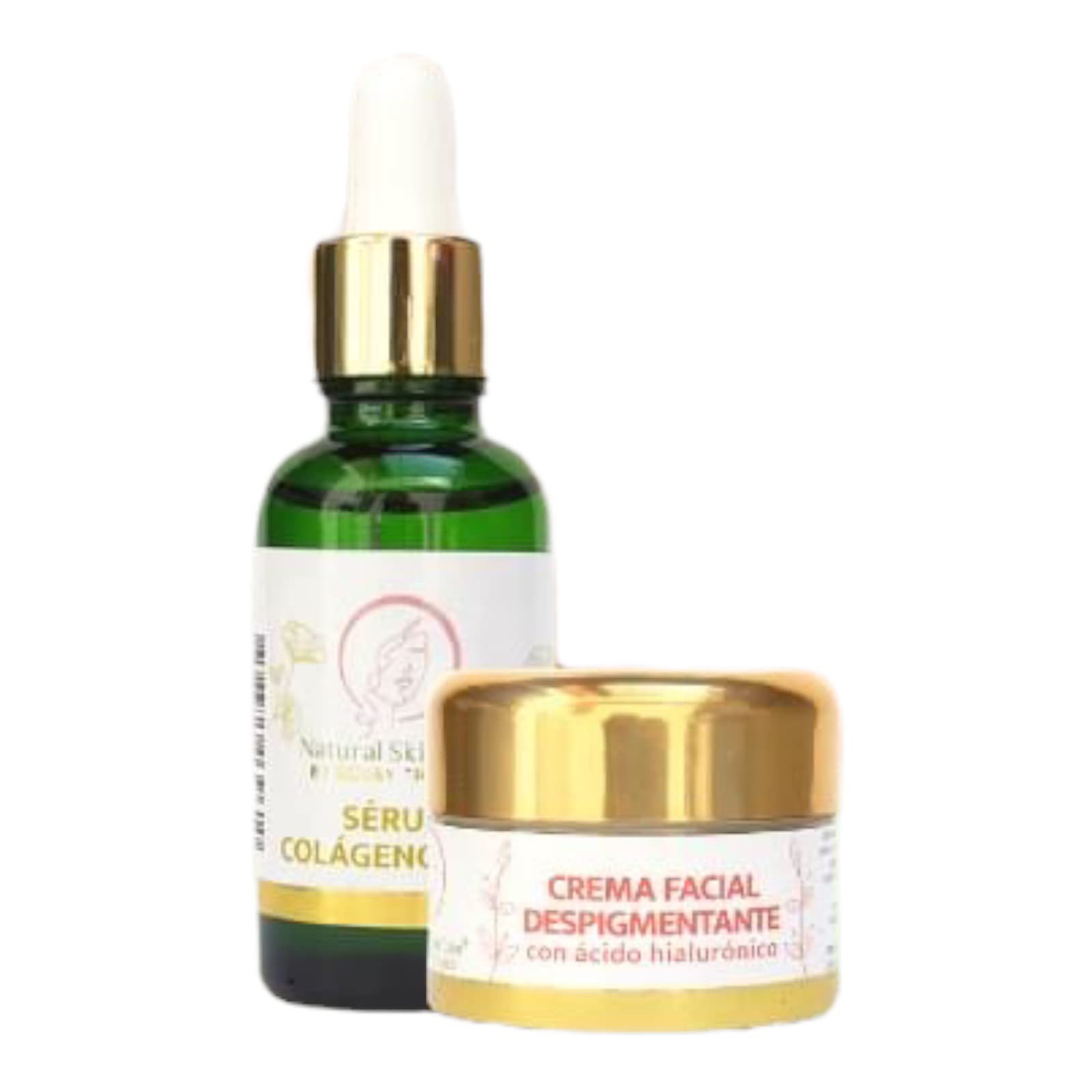 2 Pack - Brightening Facial Cream & Pure Collagen Serum by CREMA TIA MANA - Hyaluronic Acid for Hydration, Sun Spot & Freckle Removal - Perfect for Daily Skincare & Anti-Aging Routine