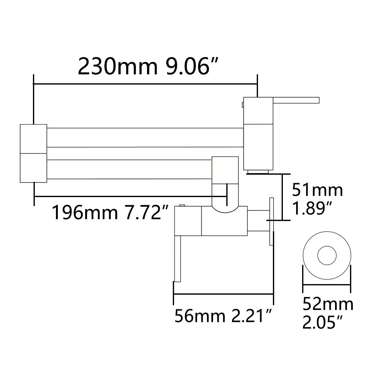 Solid Brass Square Wall Mounted Folding Kitchen Faucet - Oil Rubbed Bronze Finish with Dual Function Nozzle & Double Switch - Perfect for Small Spaces, RV, and Outdoor Sinks