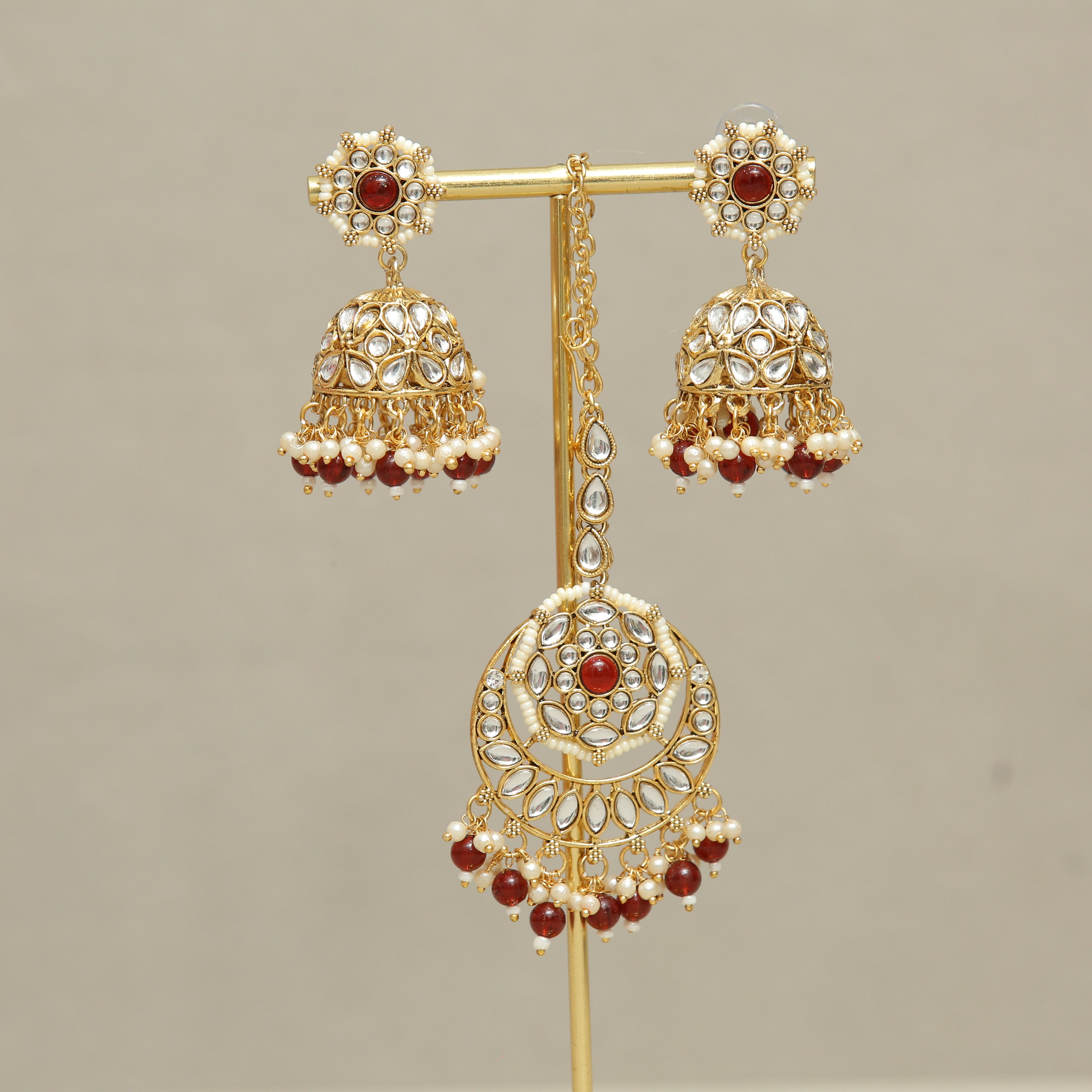 Girisha Kundan Earrings and Tikka Set | Traditional Indian Jewelry for Women | Perfect for Weddings, Parties & Festive Occasions