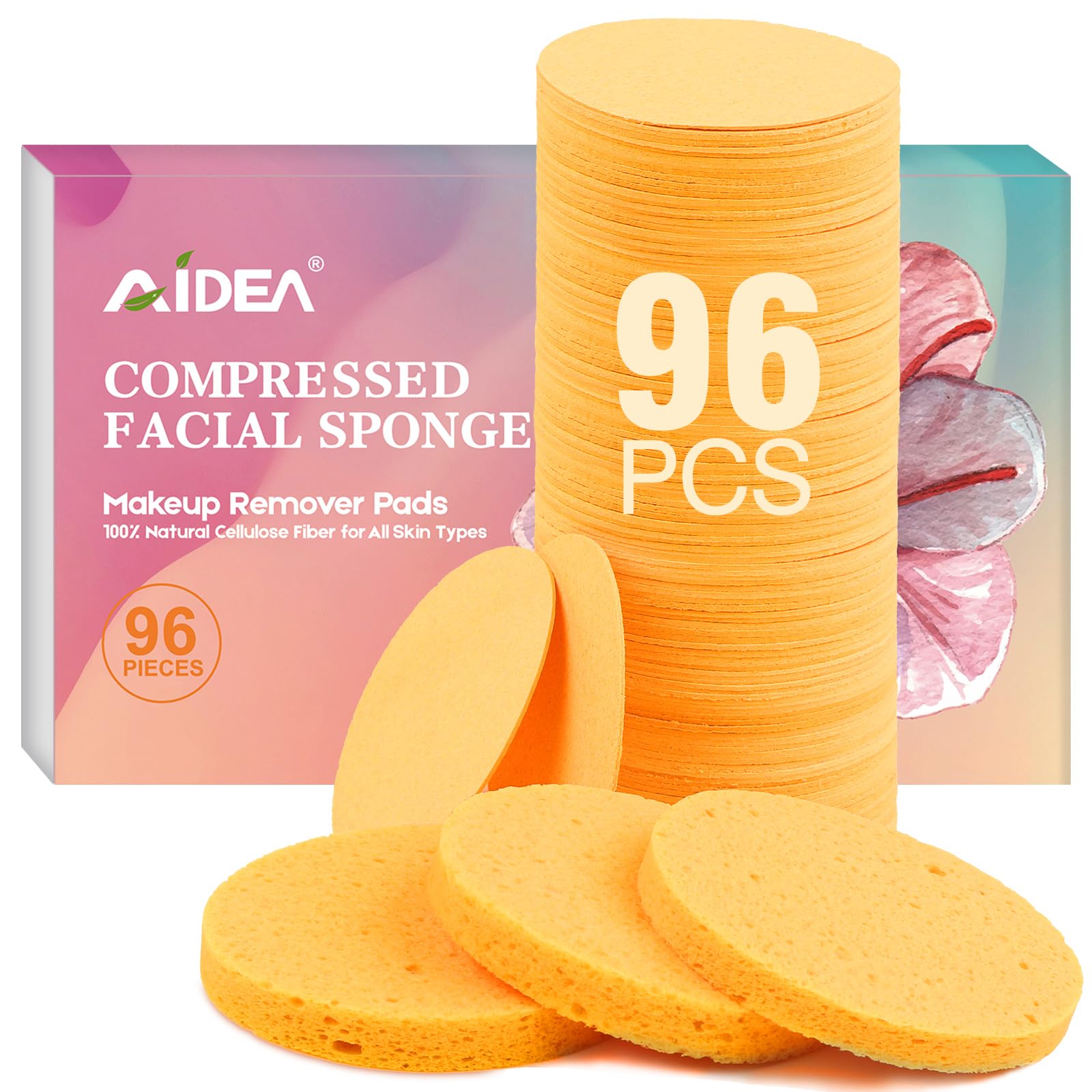 AIDEA 96 Count Compressed Facial Sponges | Soft Makeup Sponges for Cleansing, Exfoliating & Makeup Removal | Travel-Friendly Cosmetic Puffs | Perfect for Daily Skincare, Travel & On-the-Go Beauty Routine