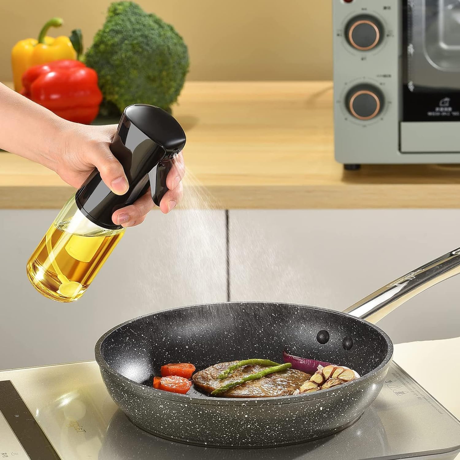AVNISH 220ml Plastic Oil Spray Bottle for Cooking - Olive Oil, Vinegar, Canola Mist Sprayer - Perfect for Air Fryer, BBQ, Salad & Frying | Kitchen Oil Dispenser & Mister for Dosa & Healthy Cooking