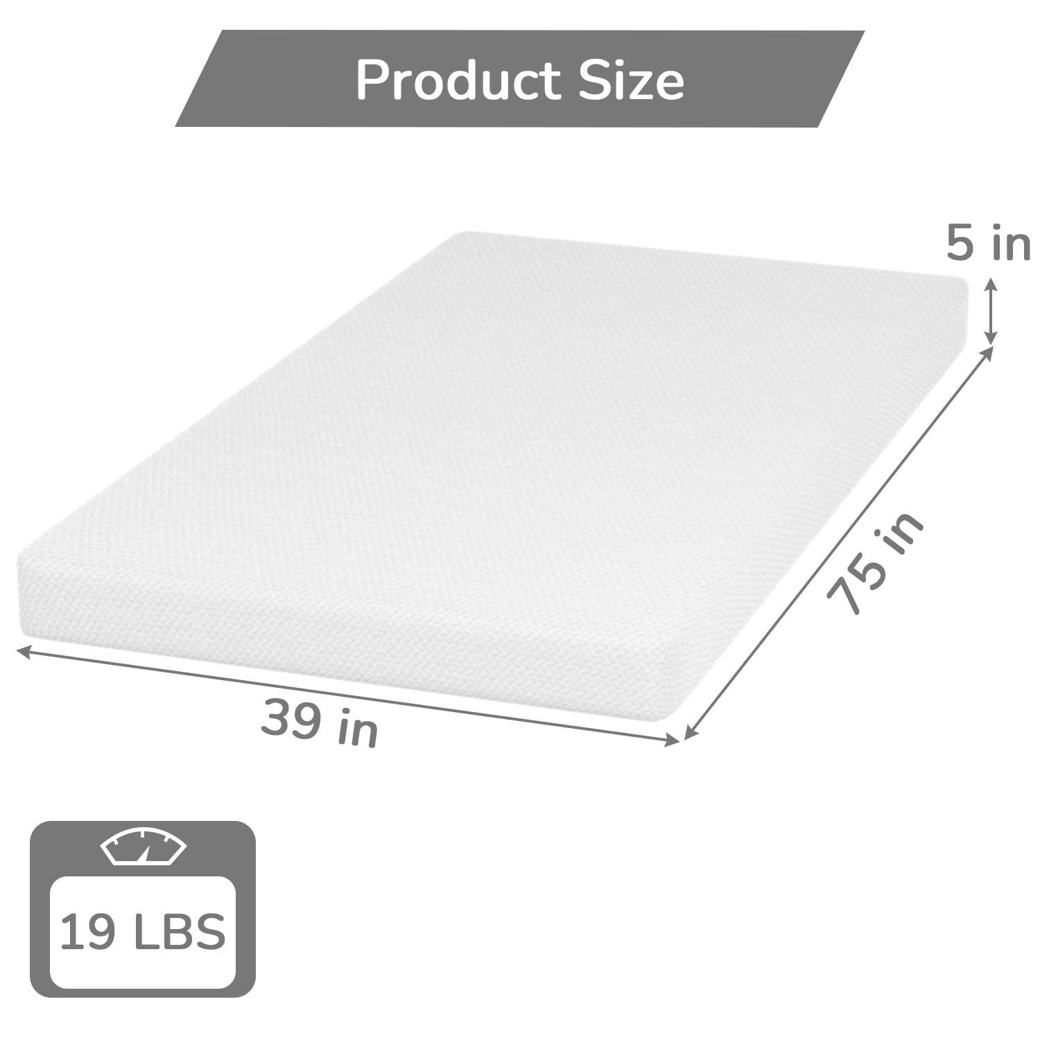 PayLessHere 5 Inch Twin Green Tea Memory Foam Mattress with Cooling Gel - Medium Firm, Fiberglass Free, CertiPUR-US Certified Bed-in-a-Box for Pressure Relief - Perfect for Guest Rooms, Dorms & Small Spaces (White)