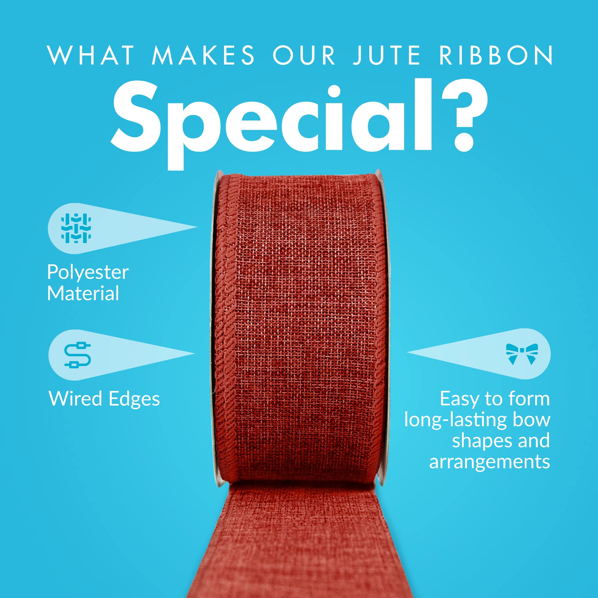 Faux Burlap Jute Ribbon for Gift Wrapping & Decor - 2.5