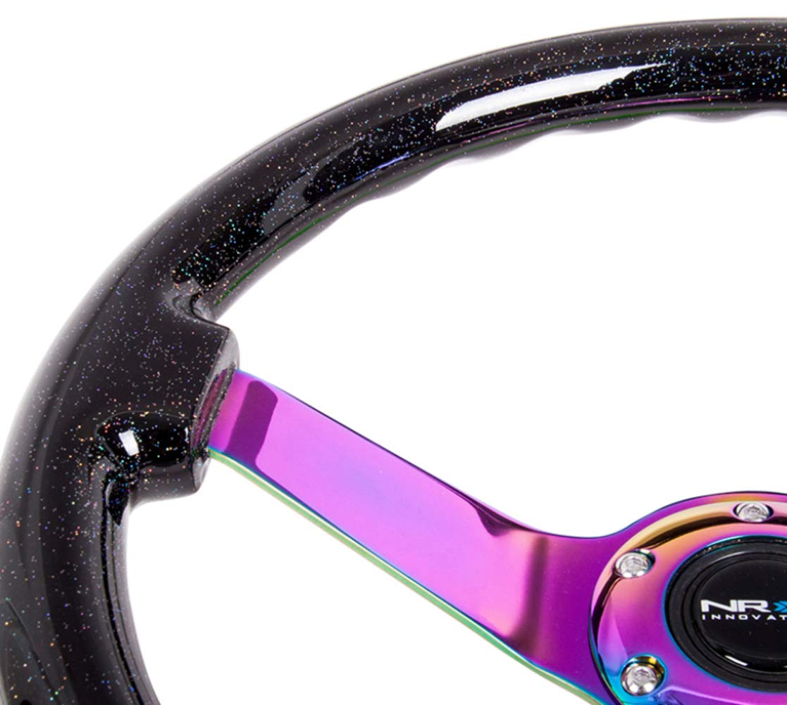 NRG RST-036BSB-MC Classic Black Sparkled Wood Grain Reinforced Steering Wheel - Durable Racing Steering Wheel for Cars, Trucks & Off-Road Vehicles - Perfect for Racing, Drifting & Performance Driving
