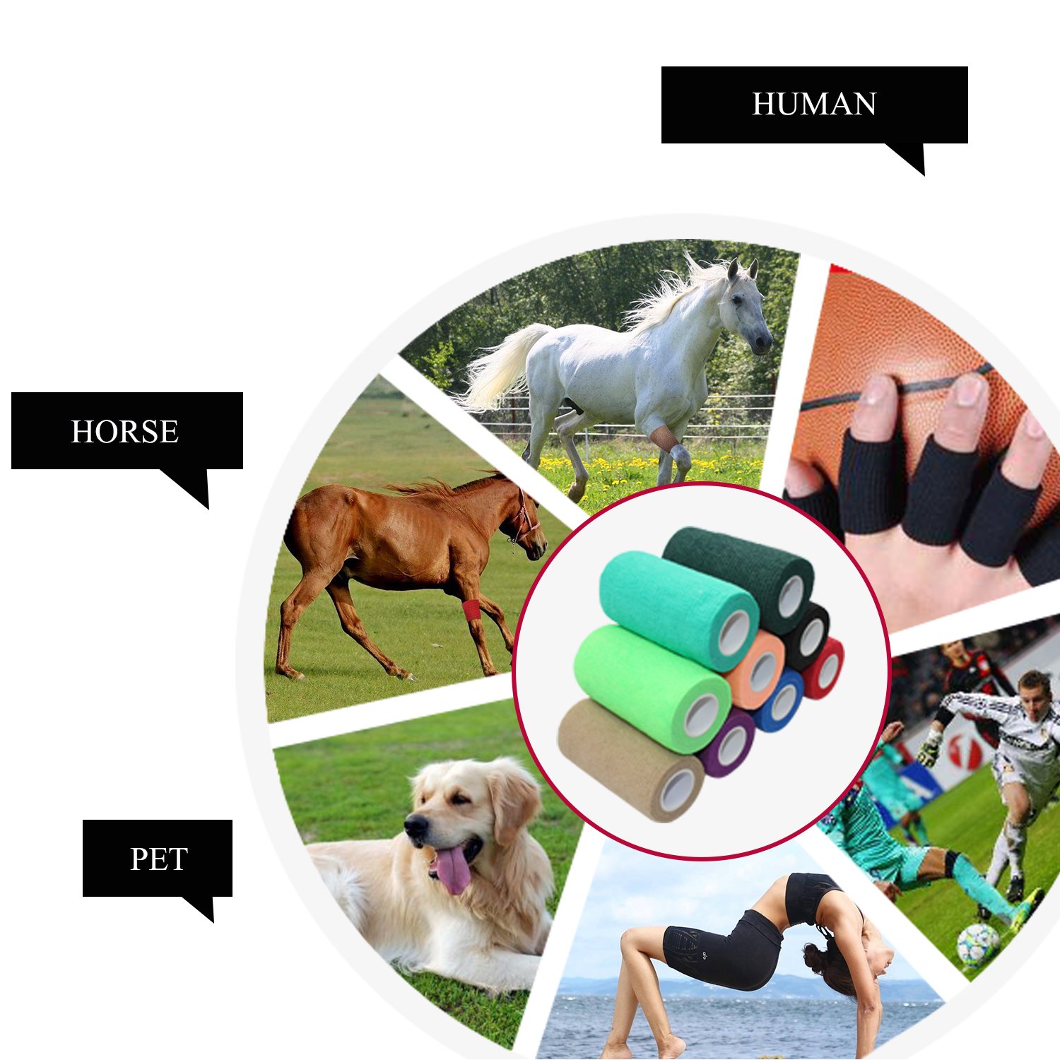 Vet Wrap Medical Tape - 1 Inch x 12 Pack Self Adhesive Cohesive Bandage for Humans & Pets | First Aid, Wound Care, Sports Injury Protection | Dark Skin Tone Fabric Wrap for Secure Healing