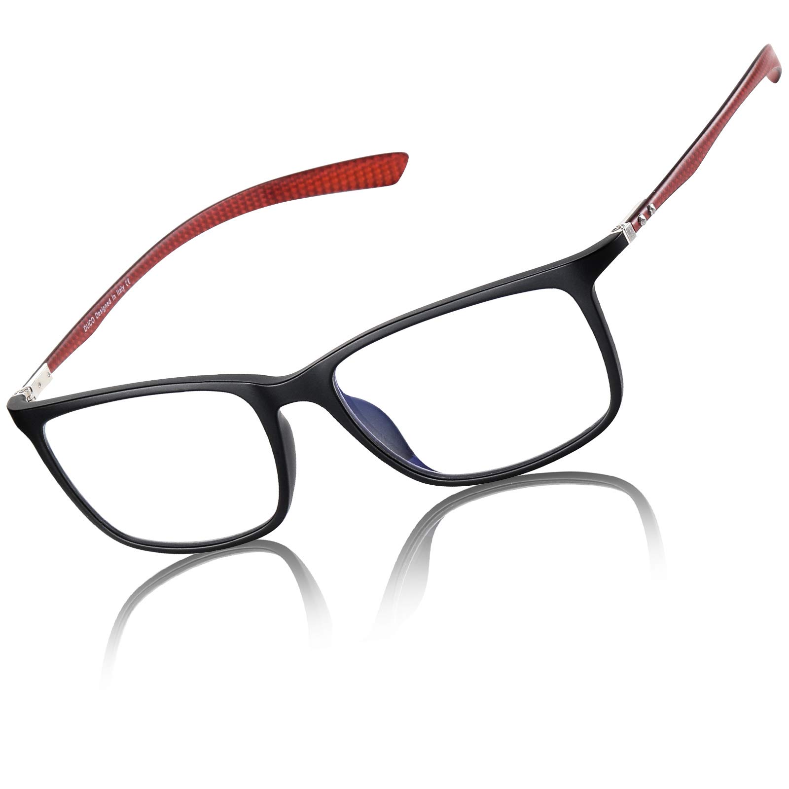 Premium Carbon Fiber Blue Light Blocking Glasses for Men & Women - DUCO Luxury Computer Glasses for Eye Strain Relief | Office, Gaming & Digital Screen Use