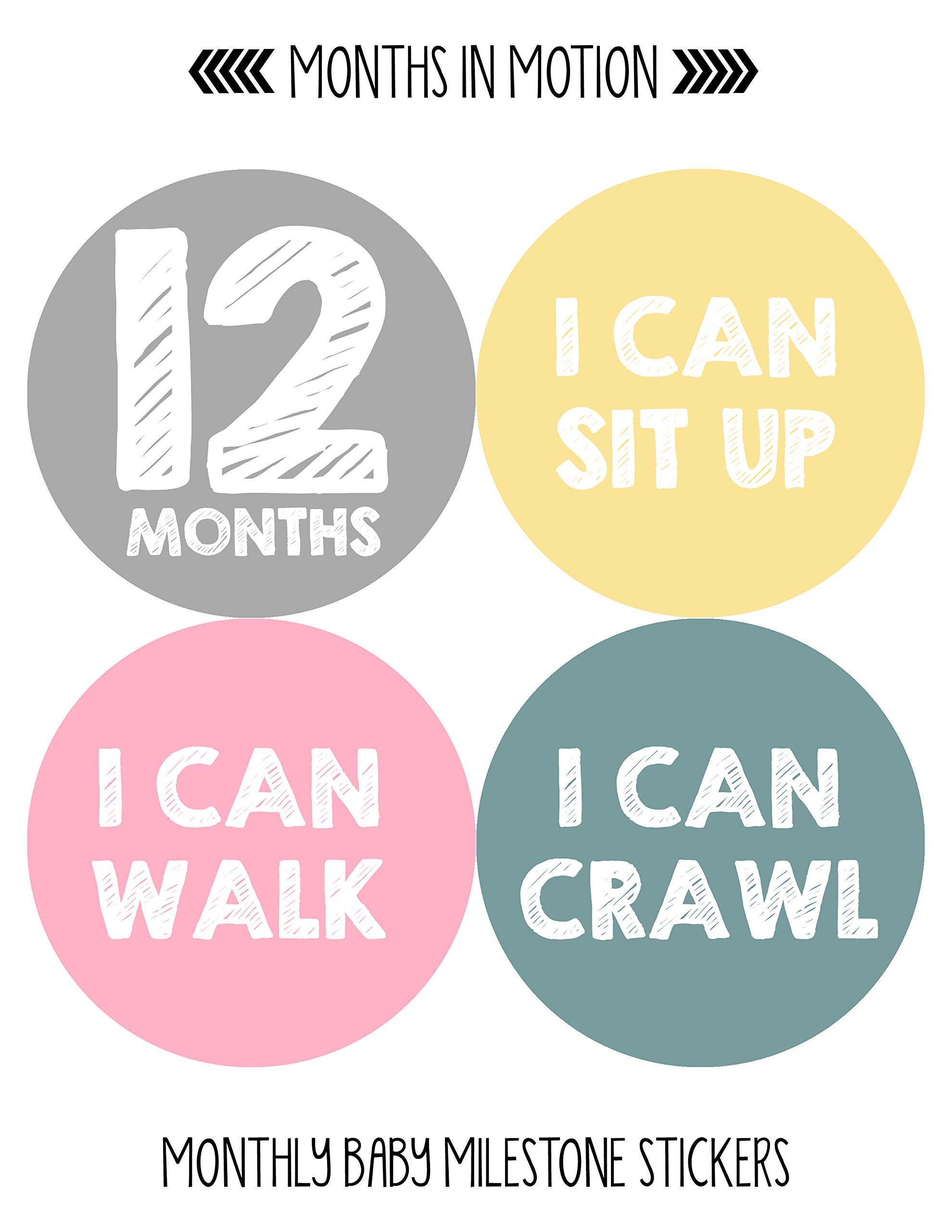 Baby Monthly Milestone Stickers Set of 20 - Newborn Girl Growth Tracking Stickers - Cute Photo Props for First Year Development - Perfect for Baby Photo Albums, Scrapbooking & Monthly Milestone Photos