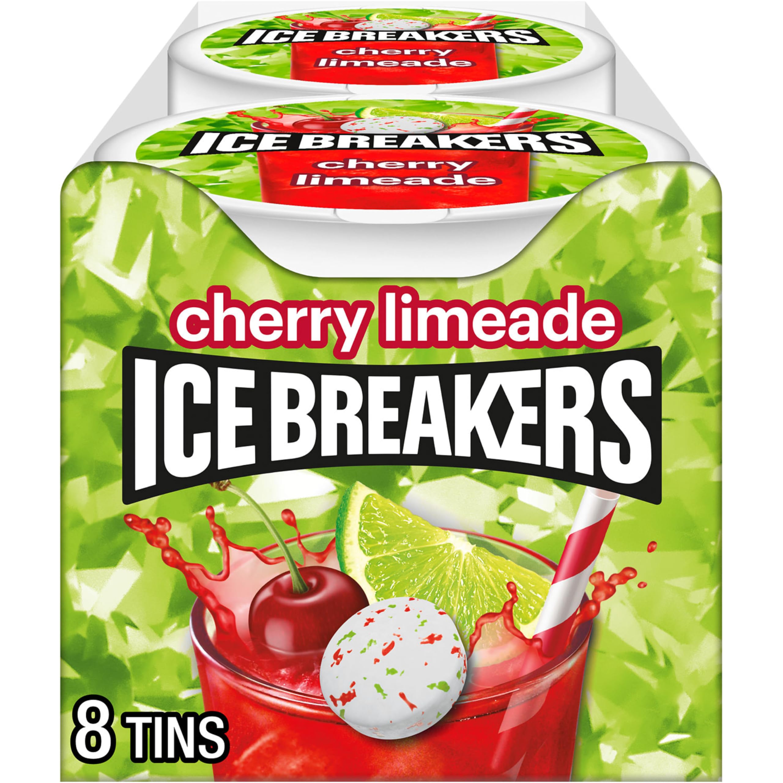 Sugar Free ICE BREAKERS Cherry Limeade Mints in Tins - 1.5 oz (8 Count Pack) - Refreshing Breath Mints for Work, Travel & After Meals