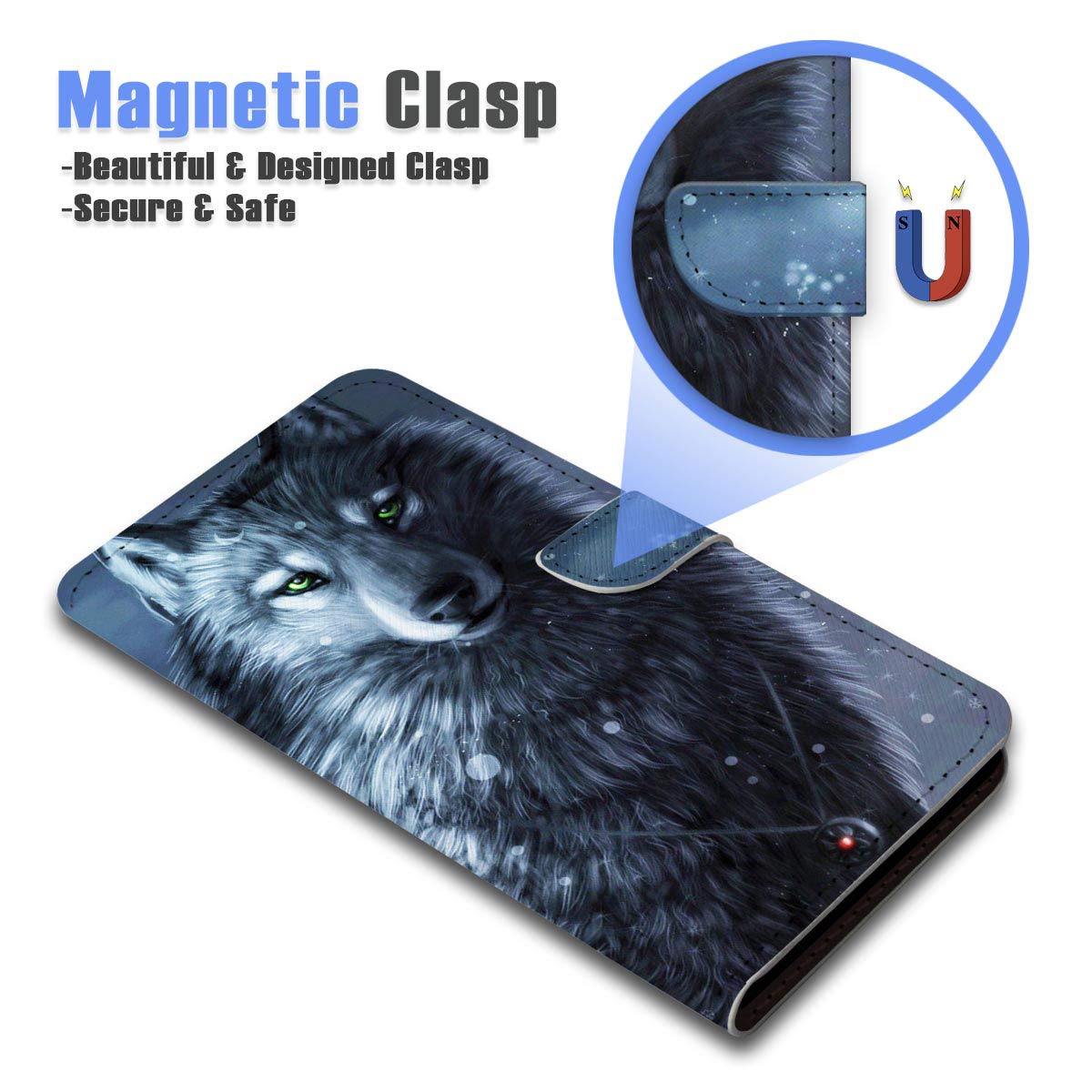 Premium Flip Wallet Phone Case for iPhone 12 Pro Max - Slim Leather Cover with Card Slots (A31014 Wolf) | Perfect for Business, Travel & Everyday Protection