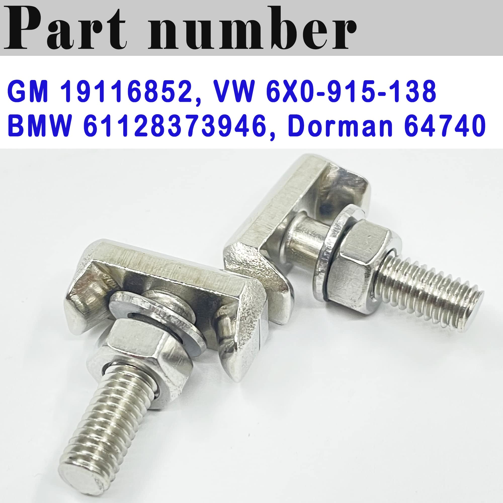 2 Pack 19116852 Battery Terminal T-Bolt Kit - Compatible with Chevy, BMW, GMC, Volkswagen - Replacement for 64740 Battery Cable Tensioner Bolt 6X0915138 61128373946 - Perfect for Car Battery Maintenance & Electrical Repairs