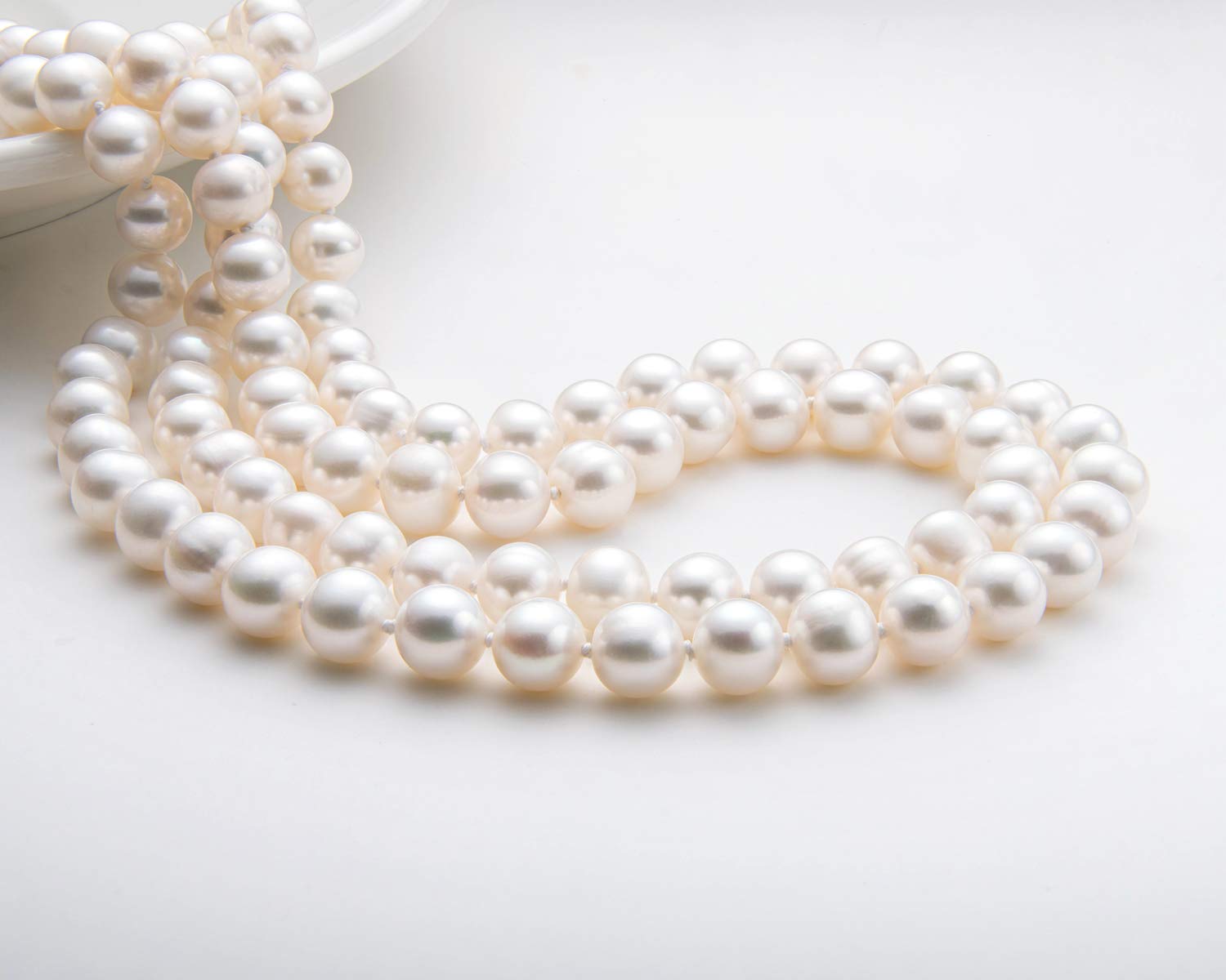DENGGUANG White Round Freshwater Cultured Pearl Necklace for Women - 925 Sterling Silver Clasp, 18/20/36 Inch Length - Elegant Wedding, Anniversary & Bridal Jewelry Gift - Perfect for Formal Events, Date Nights & Special Occasions