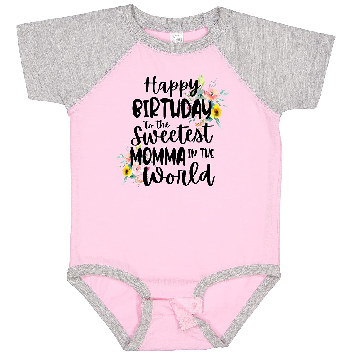 Inktastic 'Happy Birthday to The Sweetest Momma in The World' Baby Bodysuit - Cute Outfit for Birthday Celebrations & Family Photos